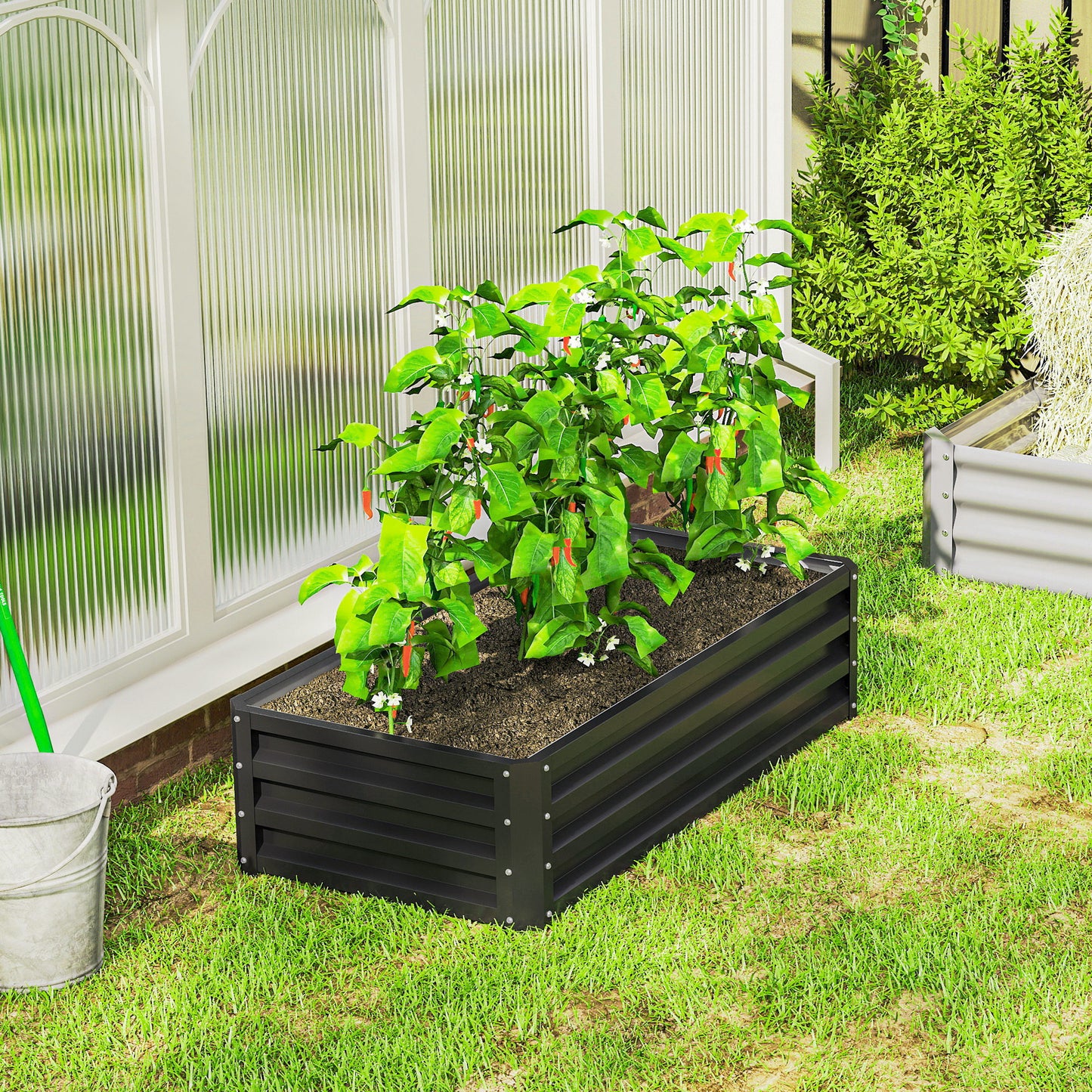Raised Beds for Garden, Galvanized Outdoor Planters, for Herbs and Vegetables, Use for Patio, Backyard, Balcony, Grey