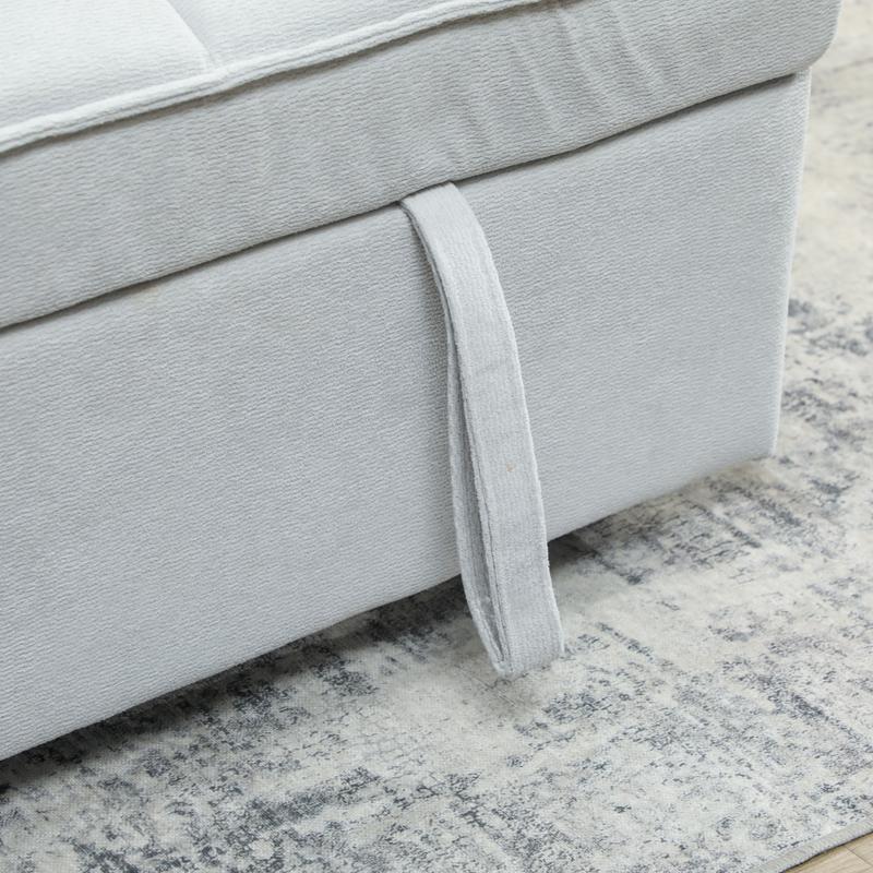 2 Seater Sofa Bed, 3-in-1 Convertible Sleeper Sofa with Click-clack Adjustable Backrest and 2 Pillows, Light Grey