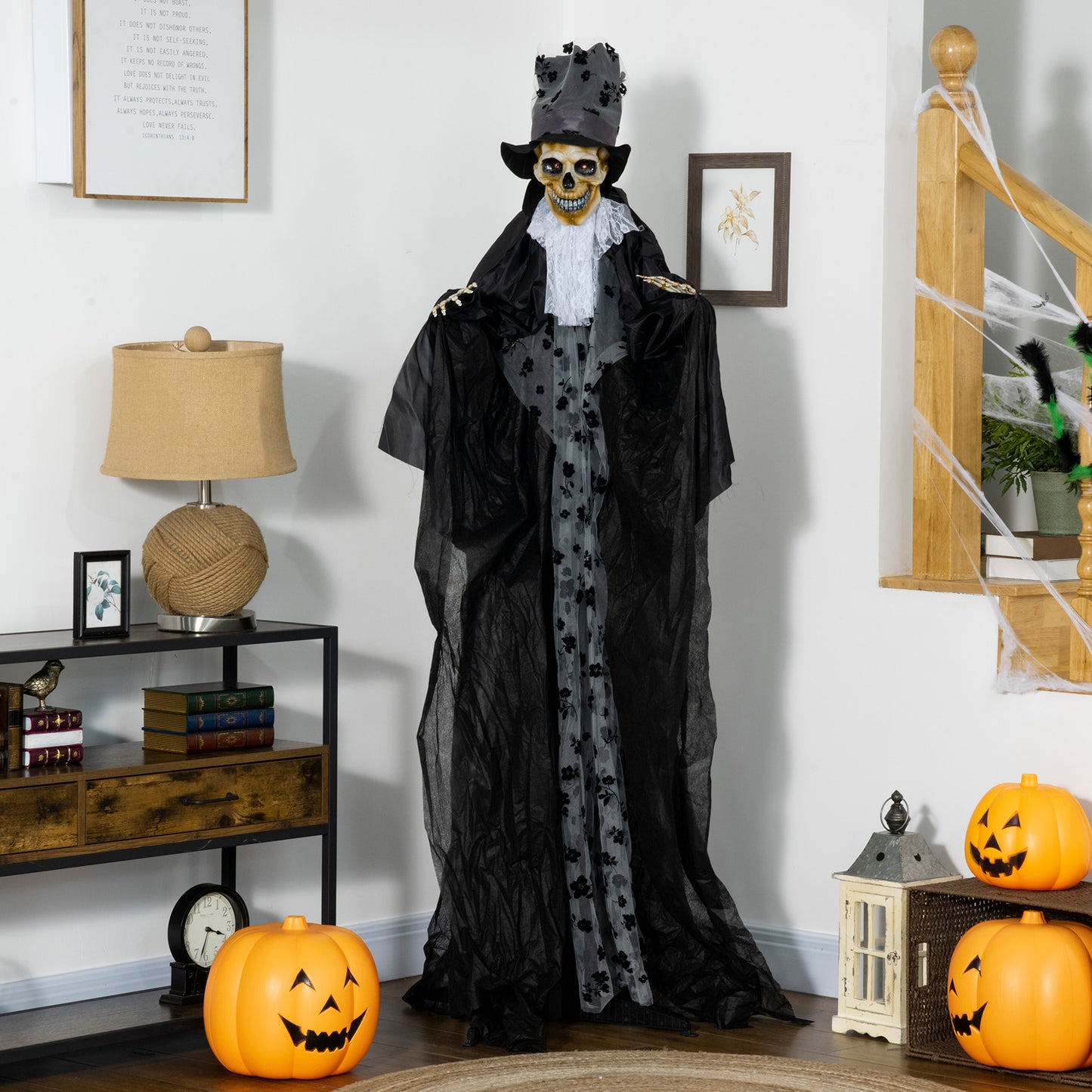 189cm Life Size Outdoor Halloween Decorations Ghost Bridegroom, Animated Prop Animatronic Decor