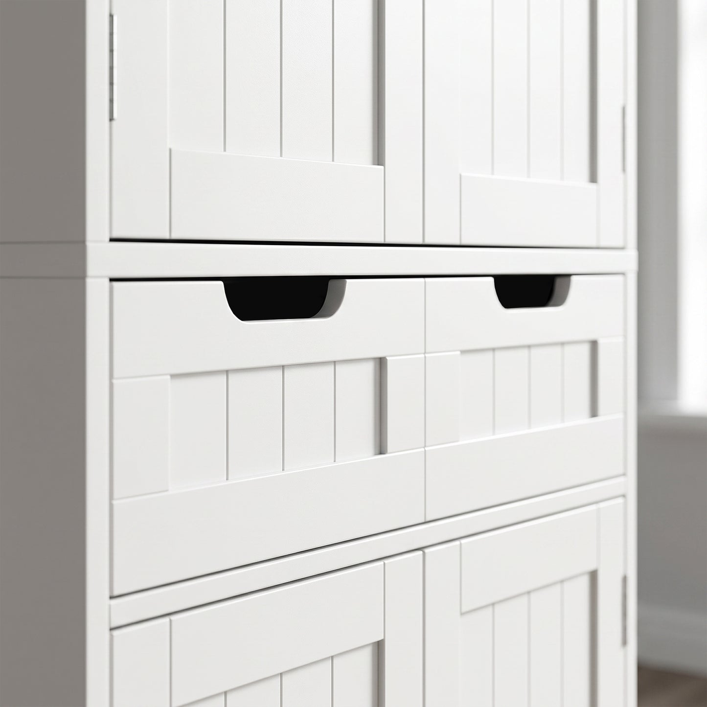 Tall Bathroom Cabinet, Freestanding Bathroom Storage Cabinet with Drawer, Shelves and Doors, 60 x 30 x 160 cm, White