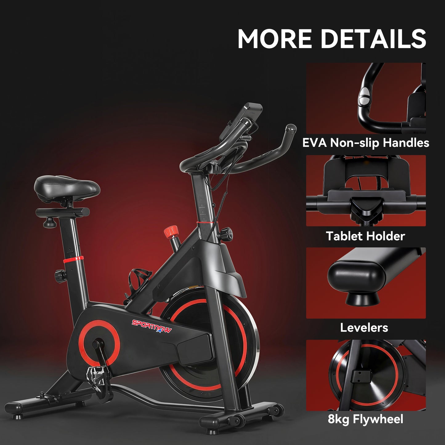 Exercise Bike, Stationary Bike with Adjustable Magnetic Resistance, Indoor Cycling Equipment with LCD Display
