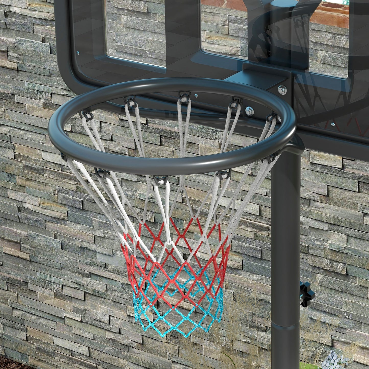 Height Adjustable Basketball Stand Net Set System, Freestanding Basketball Hoop and Stand w/ Wheels, 200-305cm - Black