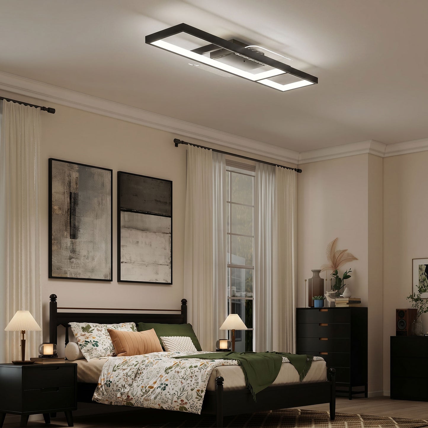 LED Ceiling Light, Modern Dimmable Ceiling Light with Wall Switch & Remote Control