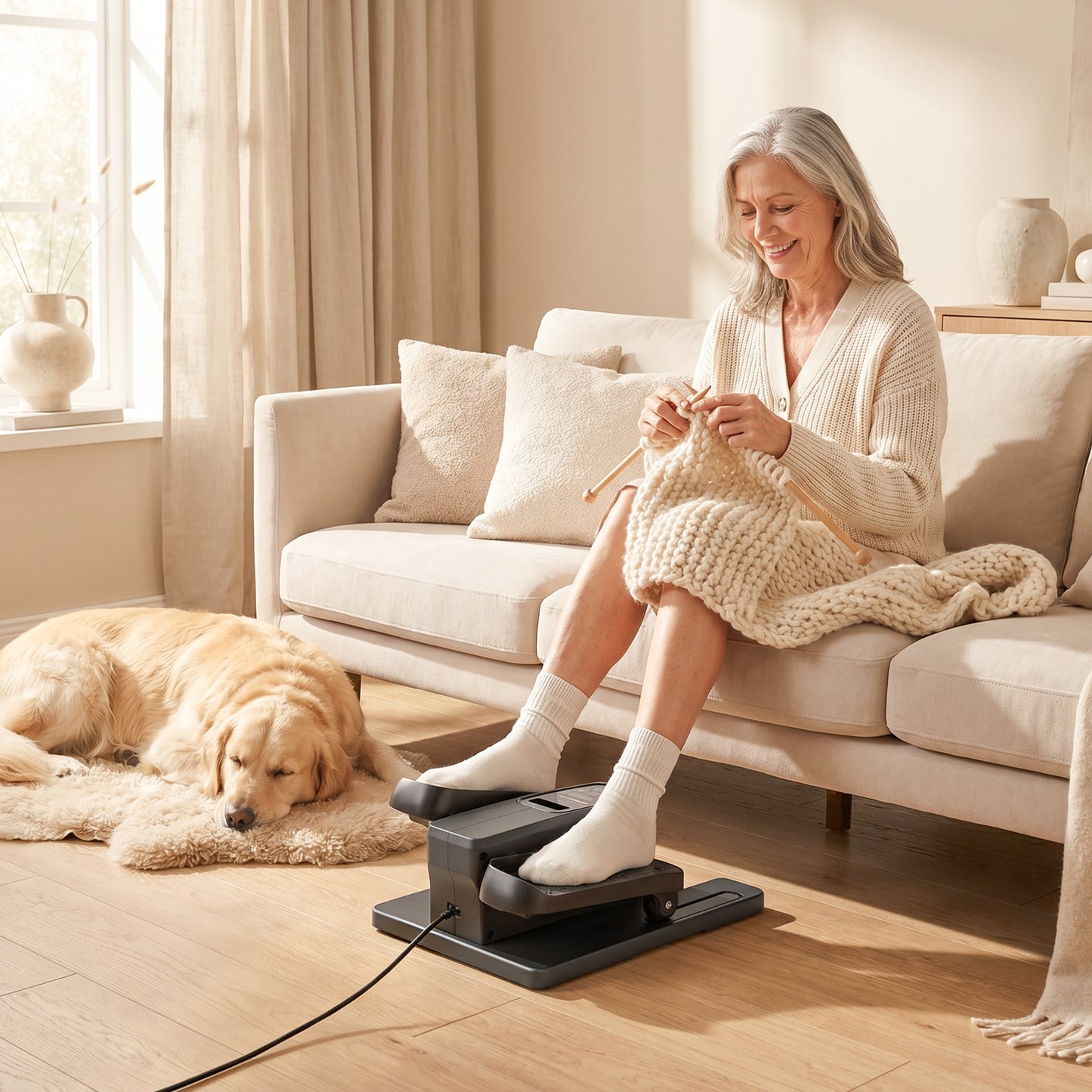 Under Desk Elliptical Machine with Manual & Auto Modes, 12 Adjustable Speed, Remote Control & LED Monitor for Home