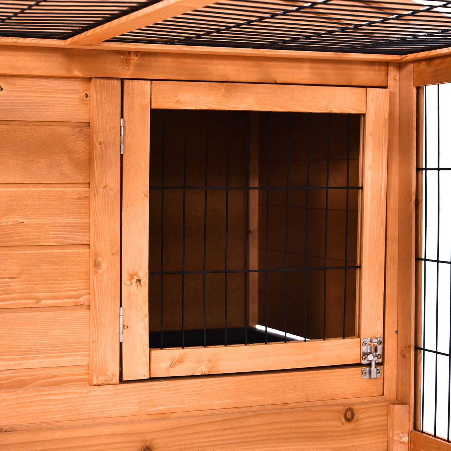 Wooden Rabbit Hutch Outdoor, Guinea Pig Hutch, Detachable Pet House Animal Cage with Openable Run & Roof Lockable Door Slide