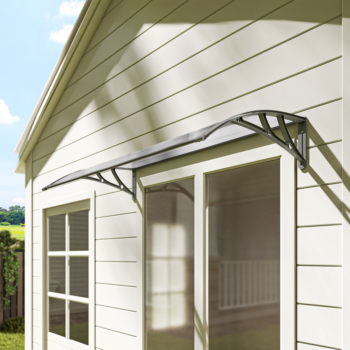 Front Door Canopy, Outdoor Awning, Rain Shelter, 110 x 60cm, Grey