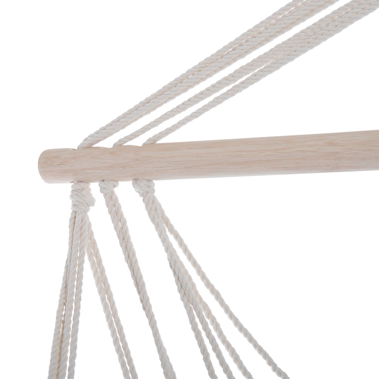 Hanging Rope Chair with Soft Padded Seat & Backrest, Portable Garden Hammoc Chair with Wooden Support Bar, Armrests