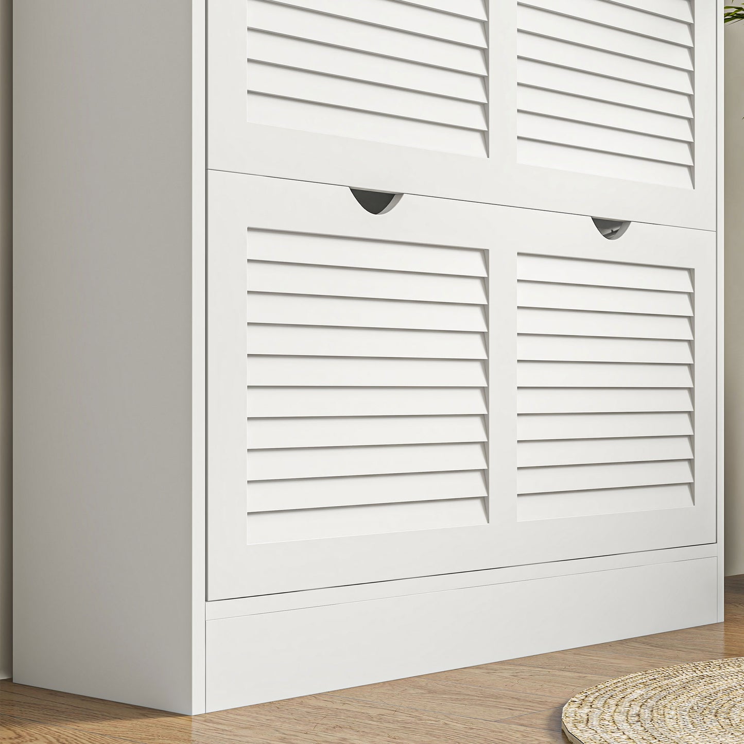 2 Drawers Entryway Shoe Cabinet, Narrow Shoe Storage Cabinet with 2 Flip Drawers