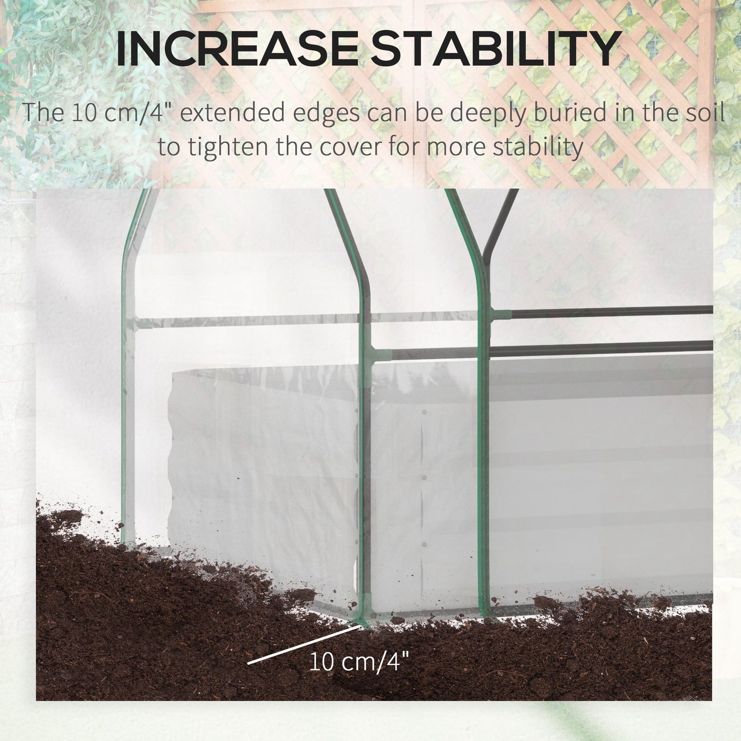 Raised Garden Bed with Greenhouse, Steel Planter Box with Plastic Cover, Roll Up Window, Dual Use for Flowers, Vegetables