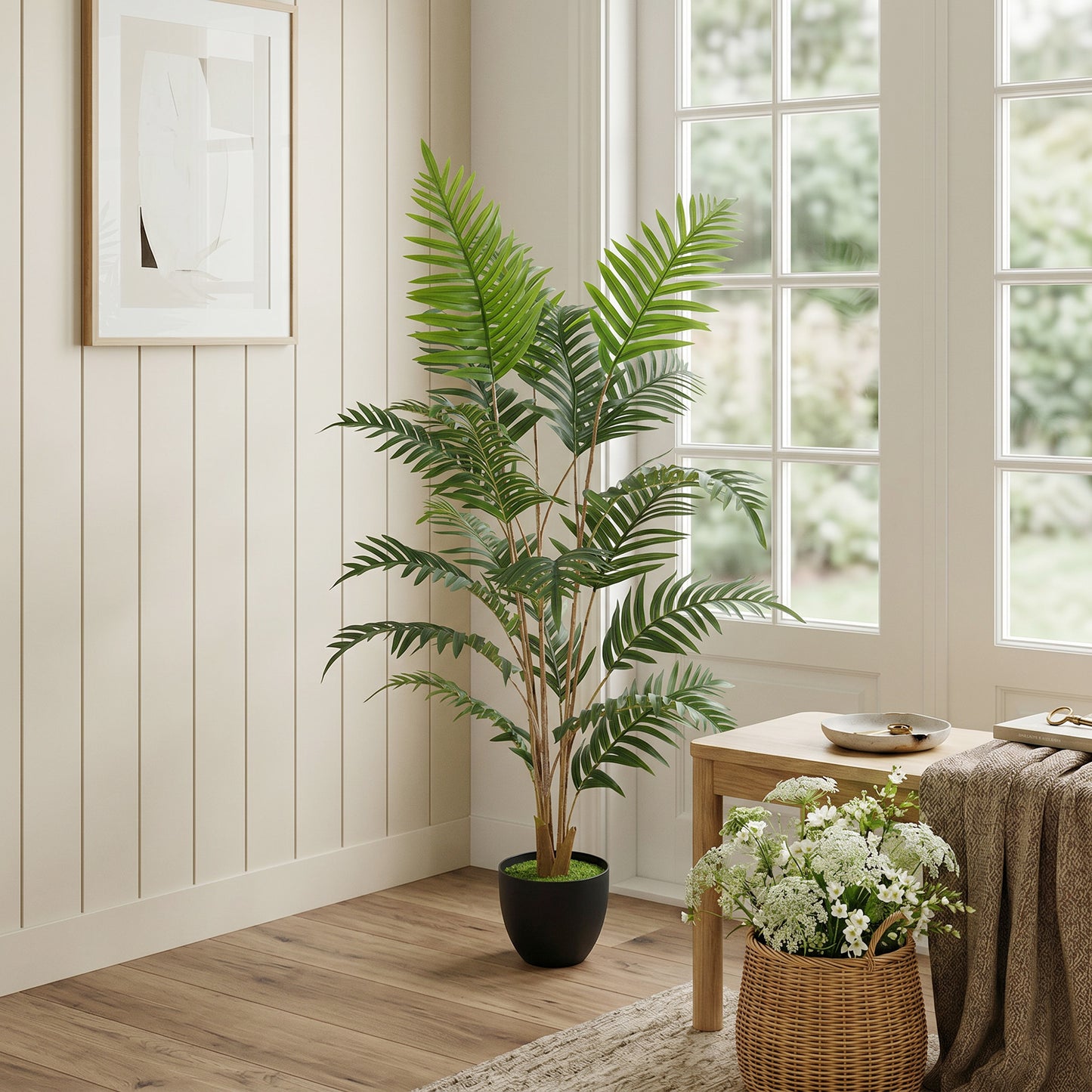 Artificial Fern Topiary Tree, Realistic Artificial Plant in Cement Pot, Fake Plant, 120cm
