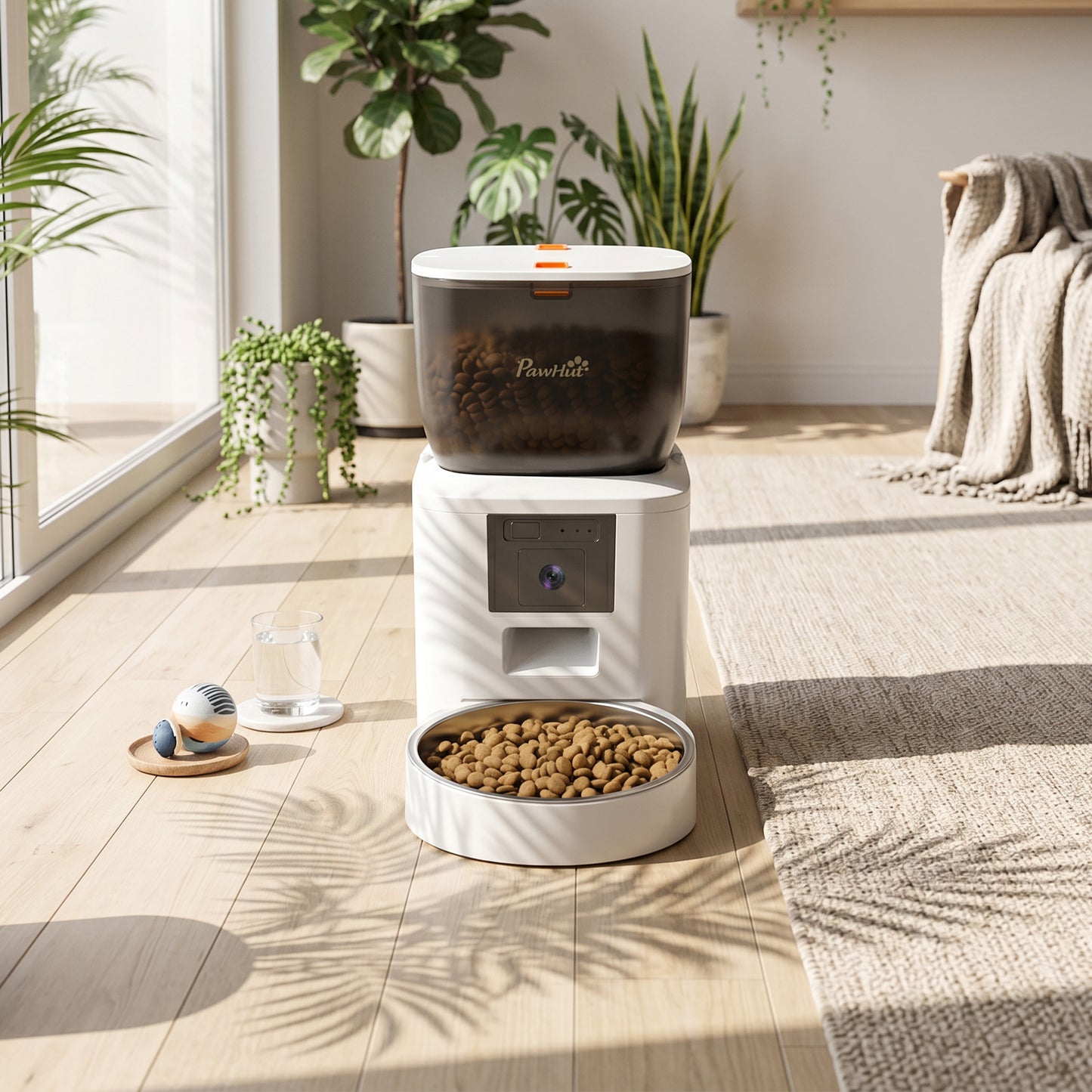 Automatic Cat Feeder with Camera, 2.4G WiFi, APP Control 4L Pet Feeder 1-10 Meals with 2-Way Audio, Dual Power Supply