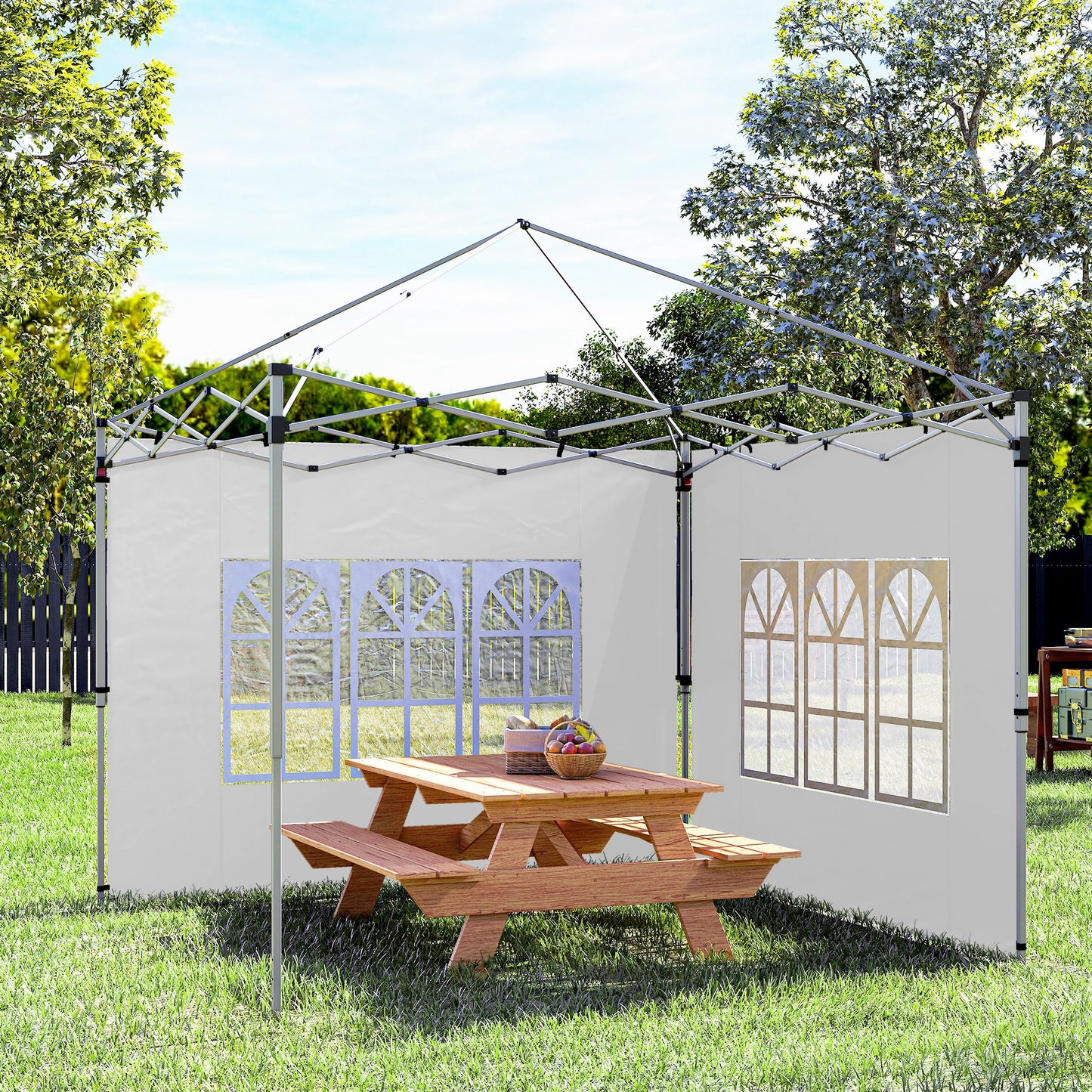 Gazebo Side Panels, Sides Replacement with Window for 3x3(m) or 3x4m Pop Up Gazebo, 2 Pack, White