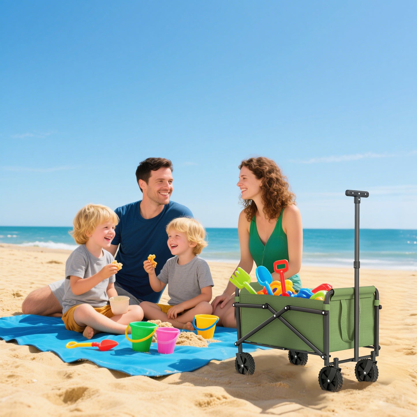 62L Festival Trolley on Wheels, Portable Small Folding Trolley Cart