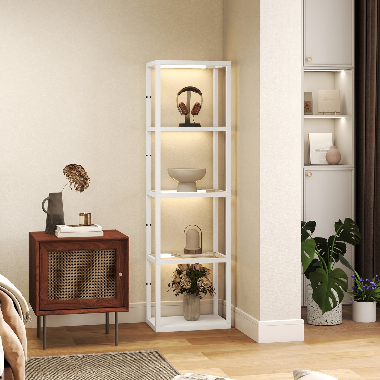 Four-Shelf Floor Lamp - White