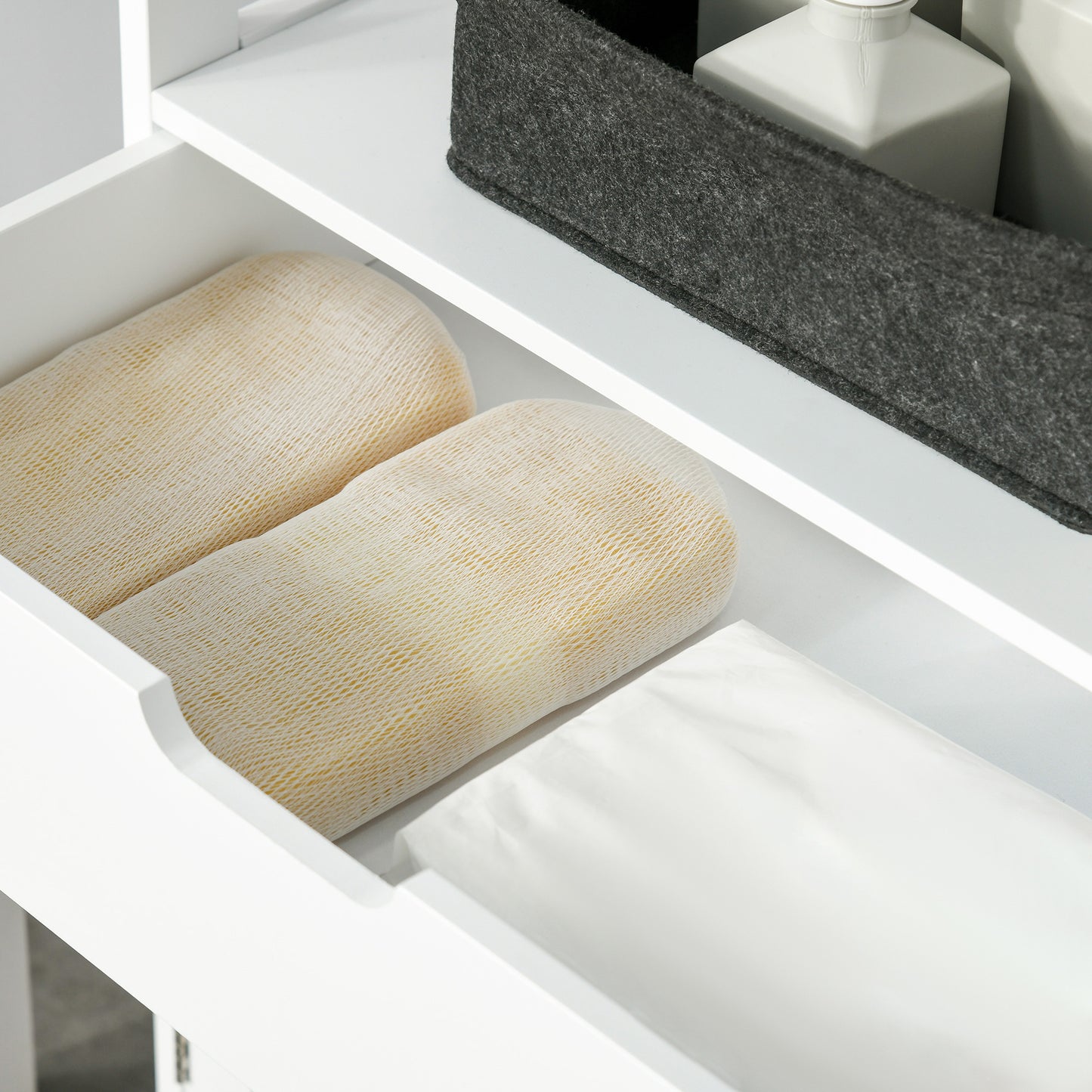 Bathroom Floor Cabinet, Free Standing Kitchen Cupboard with Shelves, Drawer and Doors, Storage Organizer for Living Room