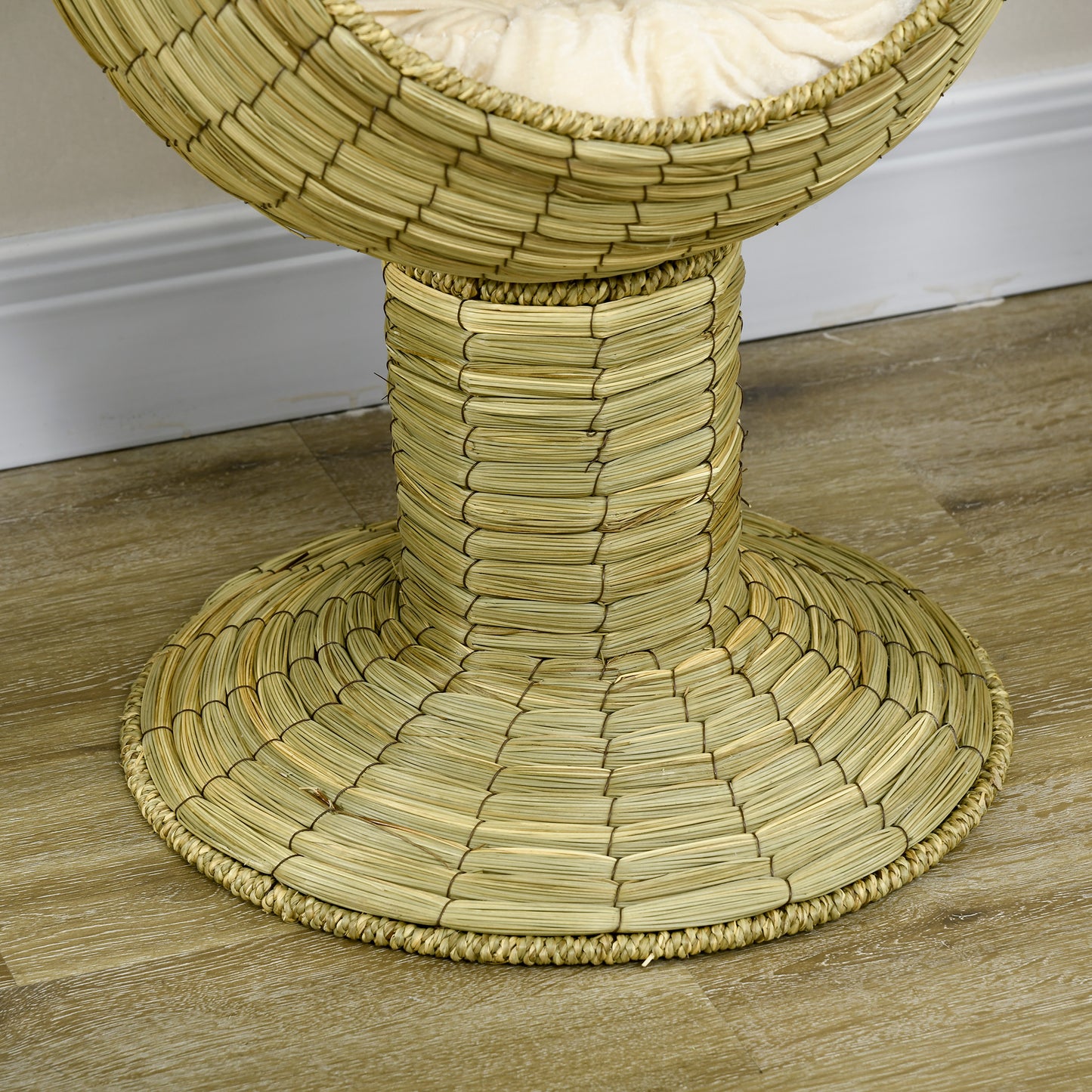 Raised Detachable Cat house, Natural Mat Grass Cat Bed, with Cushion