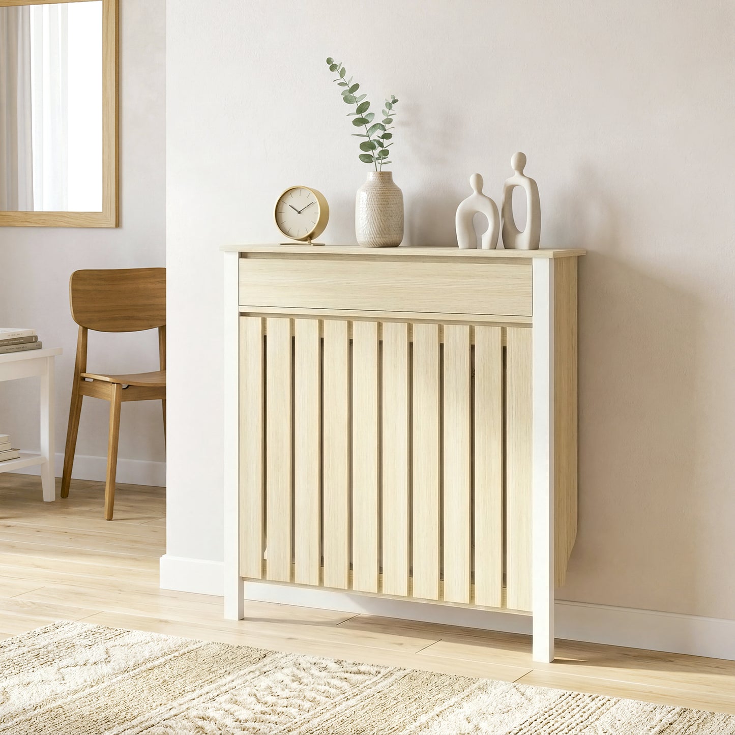 93 x 88.5cm Rustic-Look Radiator Cover - Oak