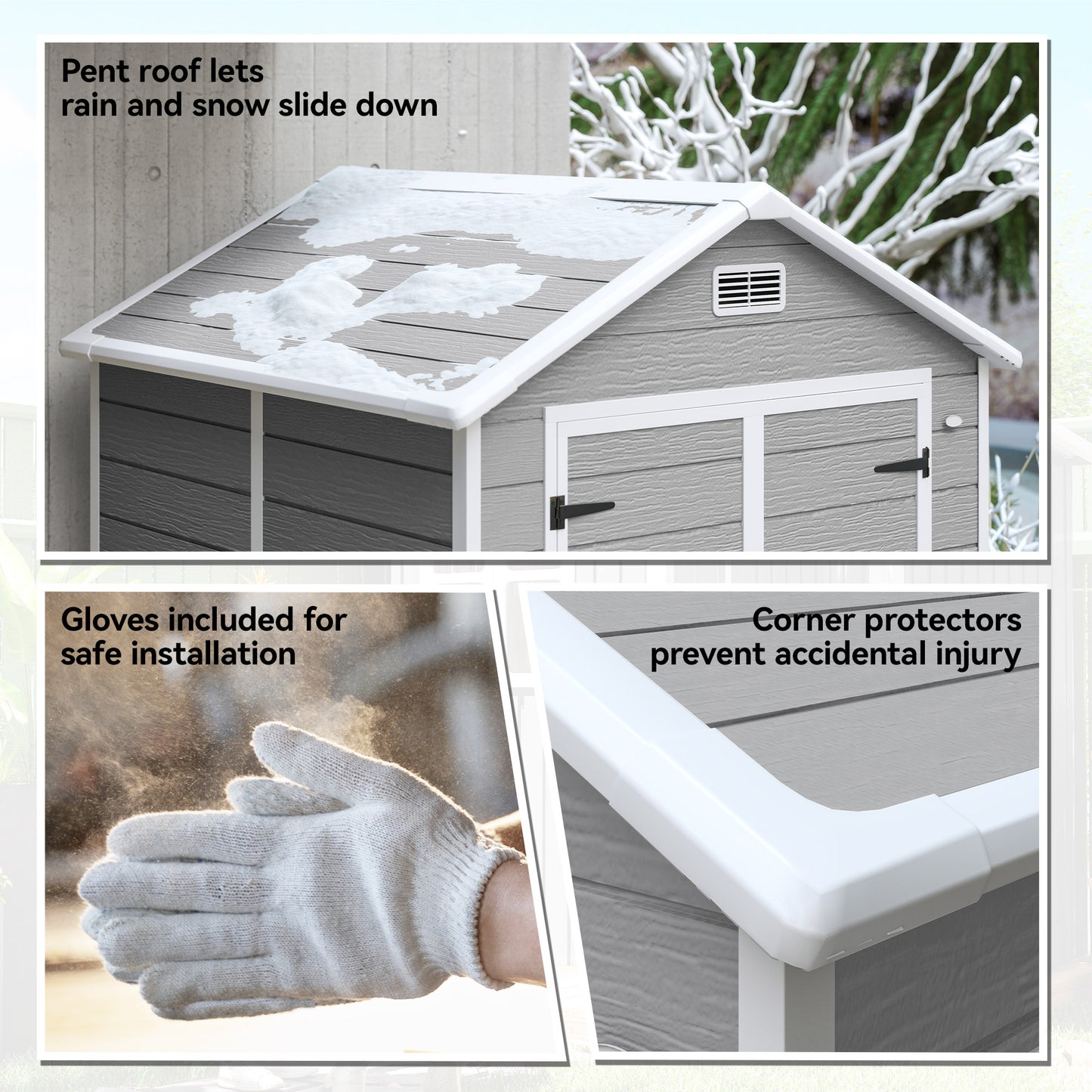 6 x 5ft Garden Shed, Plastic Shed with Floor, Window, Lockable Doors and Vents
