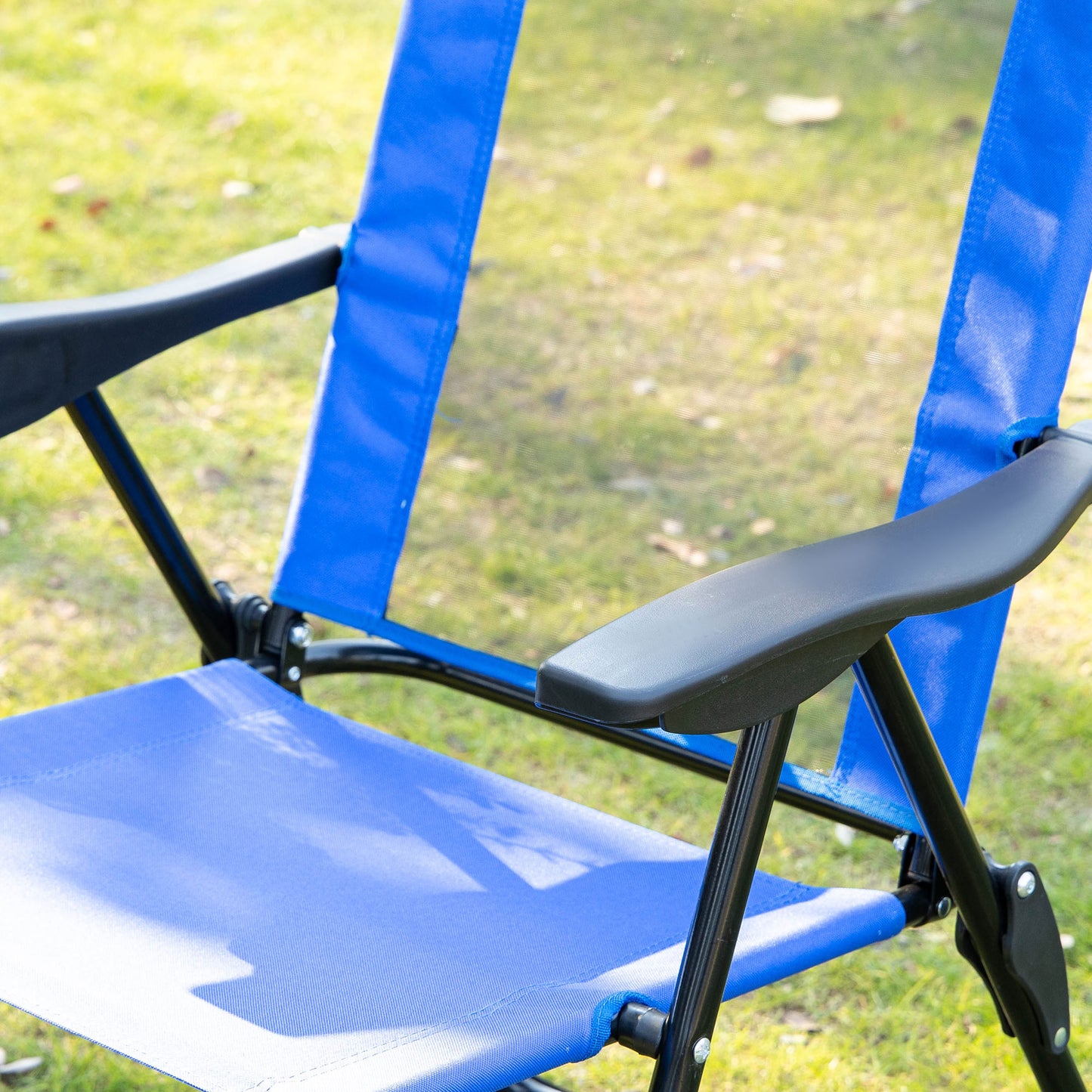 Folding Garden Chairs Set of 2, 5-Position Recliner Camping Chair with High Back, All Weather Texteline Seat