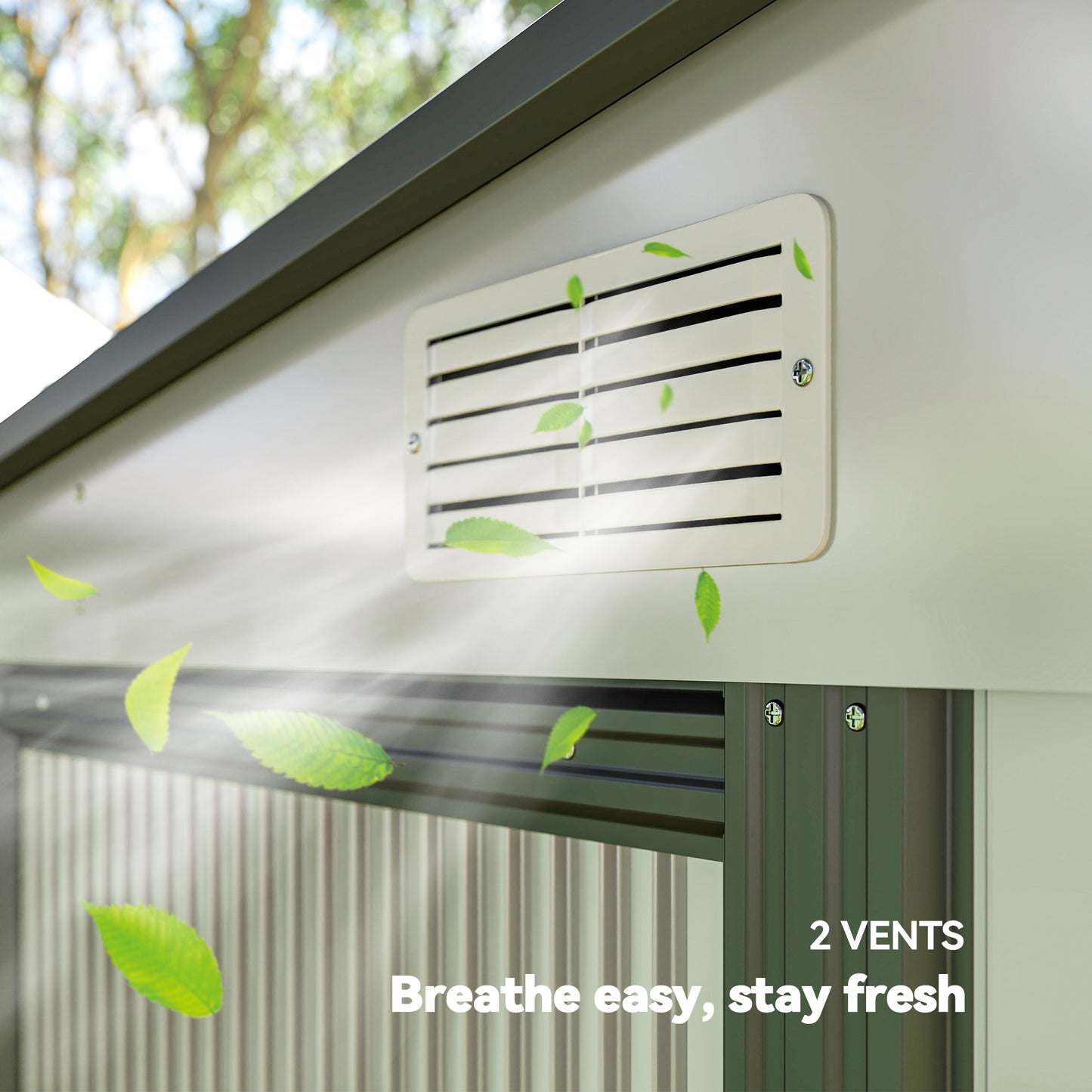 7 x 5ft Galvanised Metal Shed, with Sliding Door, two hooks and adjustable shelves - White