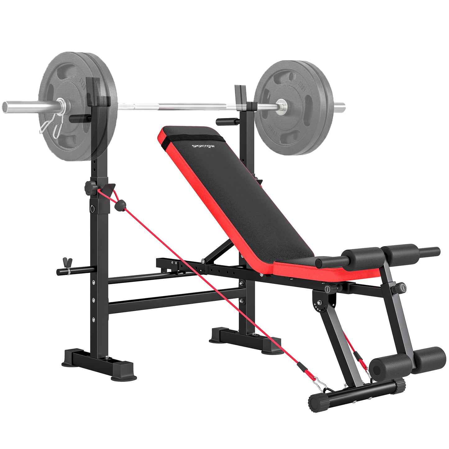 Adjustable Weight Bench with Squat Rack and Dip Stand