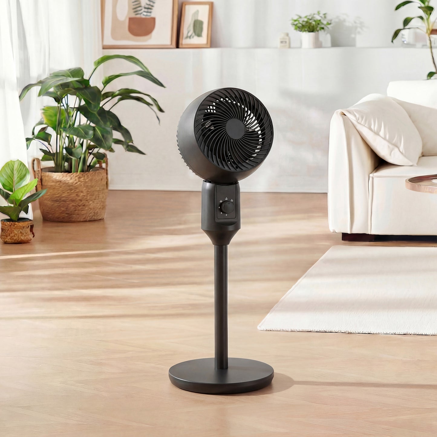 Air Circulator Fan Pedestal Cooling Fan with 3 Speed and Carry Handle, 9 Inch, Black