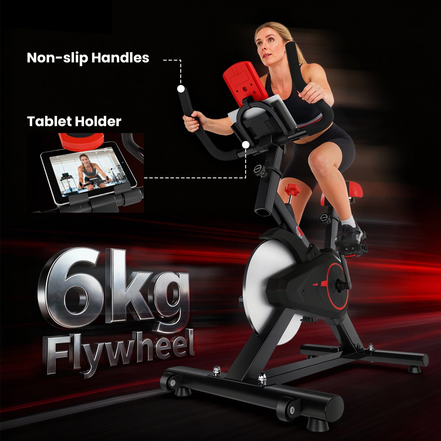 Indoor Upright Exercise Bike Machine, with Adjustable Seat, Resistance, Handlebar, LCD Display