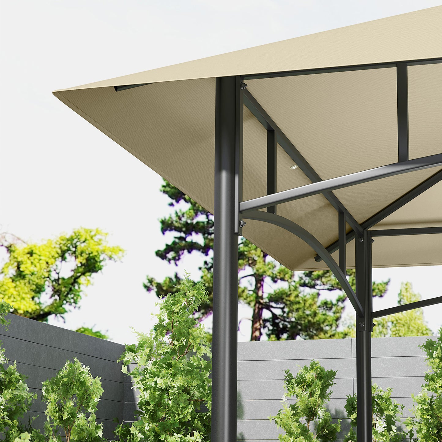 240 x 150cm Grill Gazebo Canopy, Double Tiered Outdoor BBQ Gazebo Shelter with 2 Side Shelves, Storage Baskets