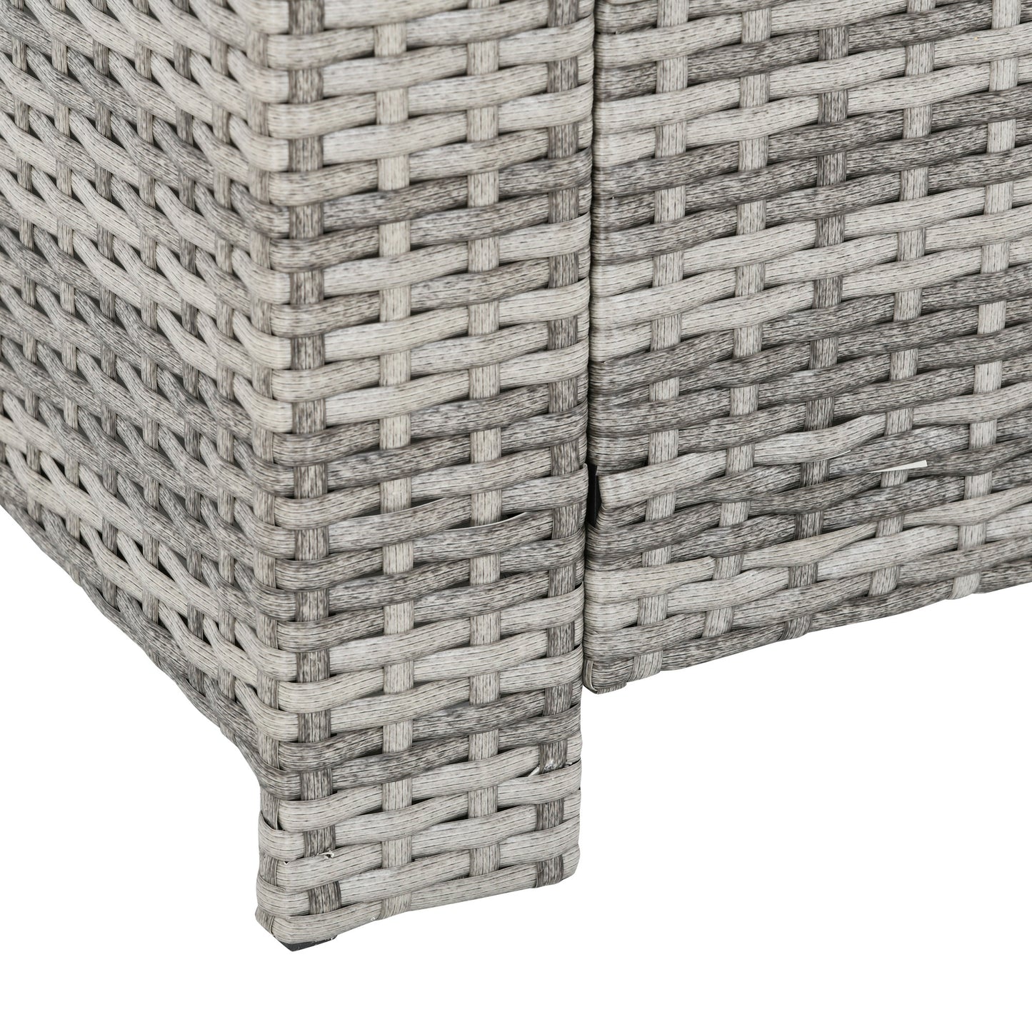 6-Piece Wicker Rattan Garden Set, Aluminium Patio Wicker Dining Sets with Glass Top Table & Soft Cushion, Light Grey