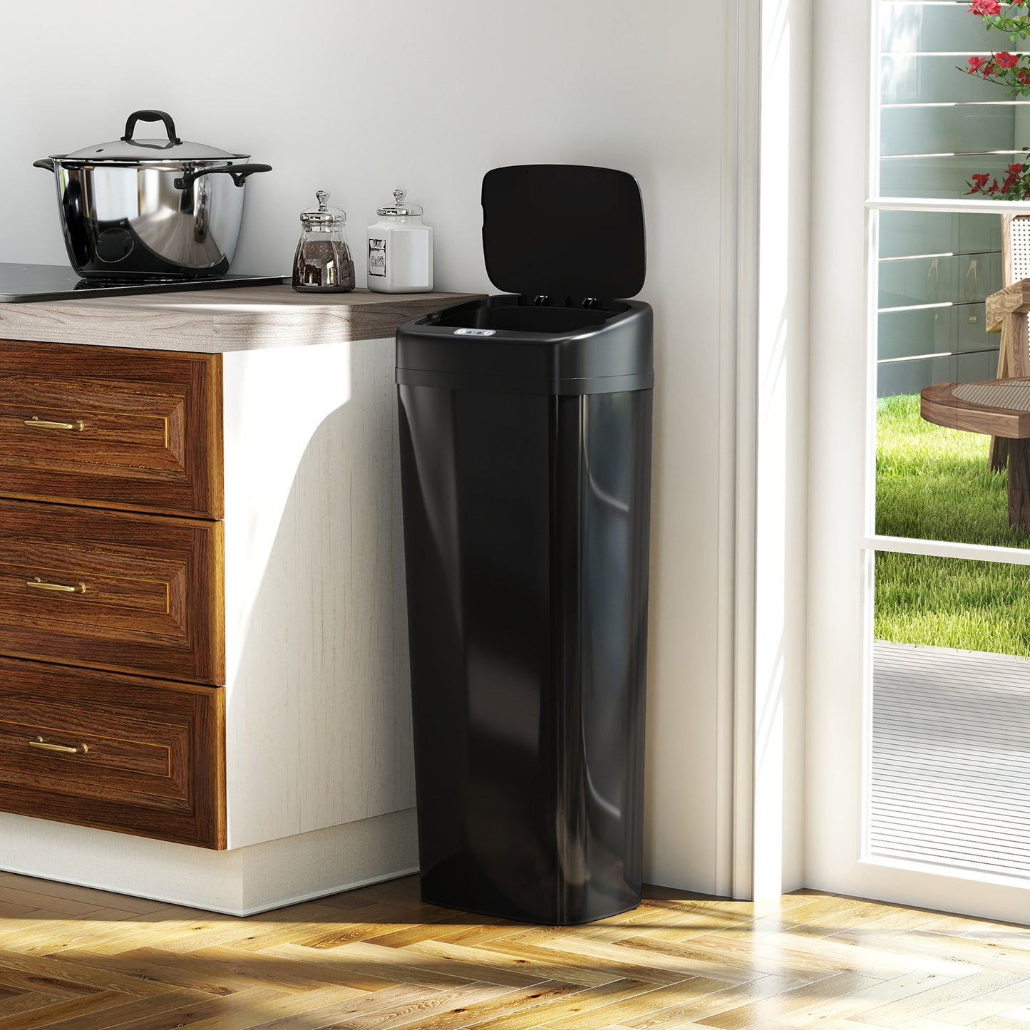 50L Stainless Steel Sensor Bin - Black