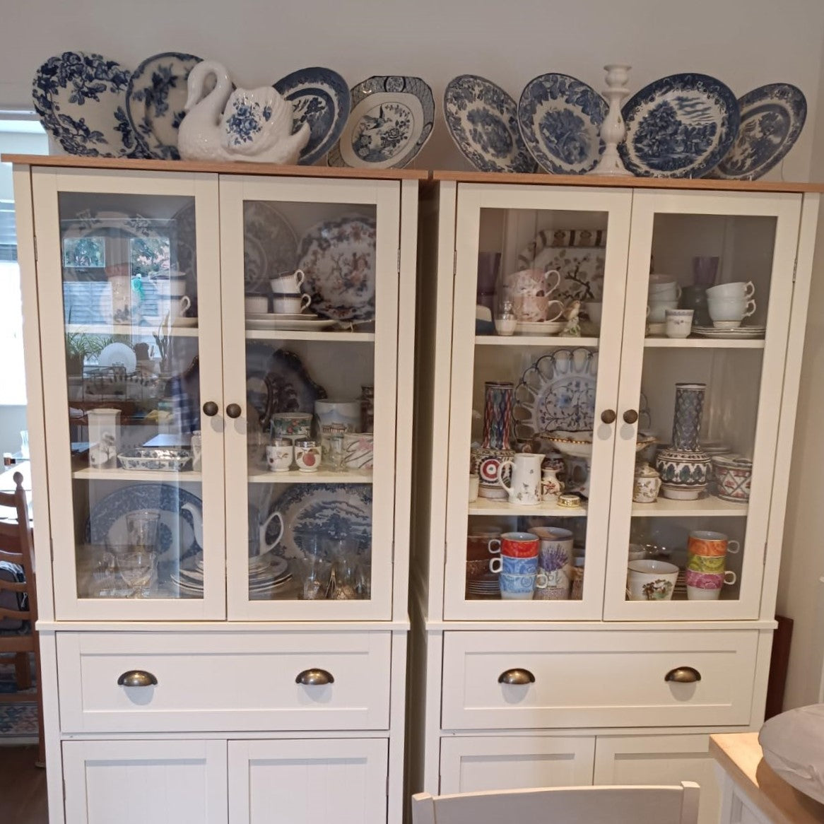 Freestanding Kitchen Cupboard, 5-tier Storage Cabinet with Adjustable Shelves and Drawer, Cream White