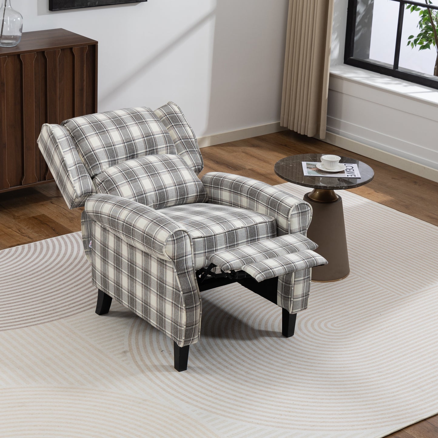 160° Reclining Armchair, with Footrest - Grey and White