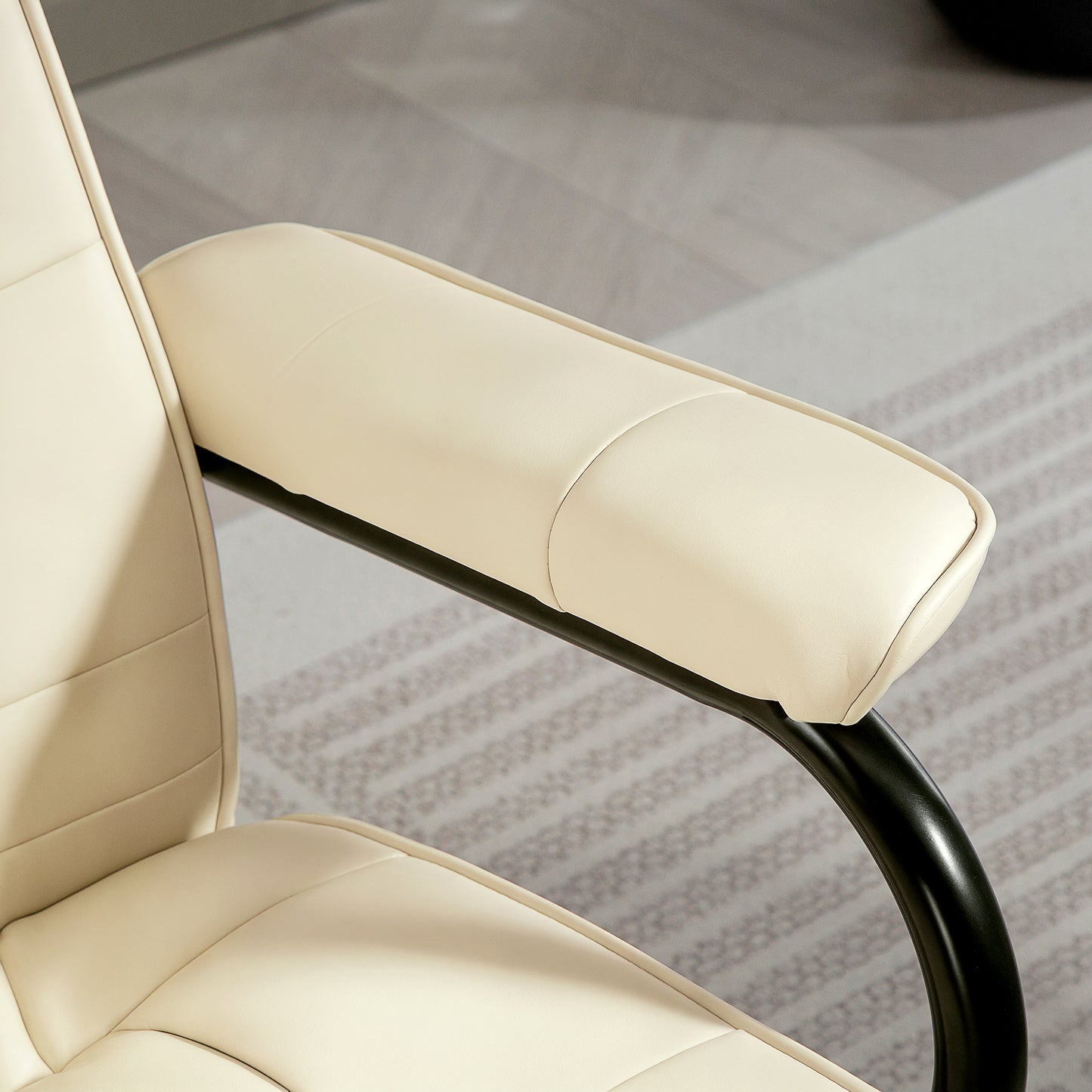 Swivel Recliner Chair and Footstool, Faux Leather Massage Recliner Armchair with Remote Control and Round Wrapped Base