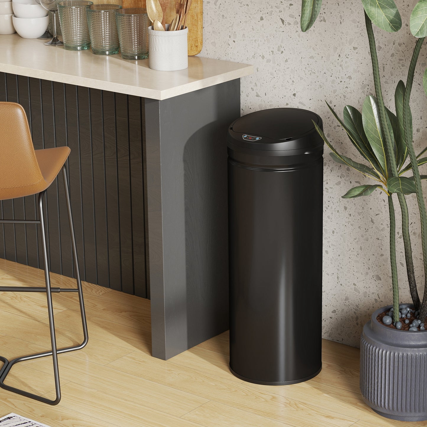 50L Stainless Steel Sensor Bin - Black