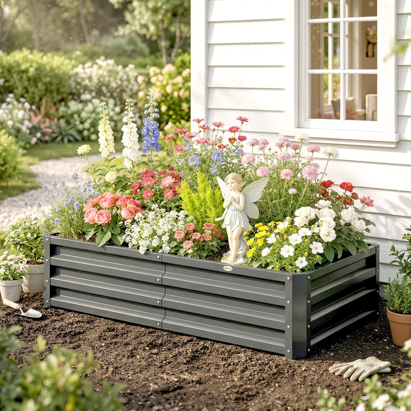 Rectangle Raised Garden Bed Box with Weatherized Steel Frame for Vegetables, Flowers, & Herbs, 120 cm x 60 cm x 30.5 cm