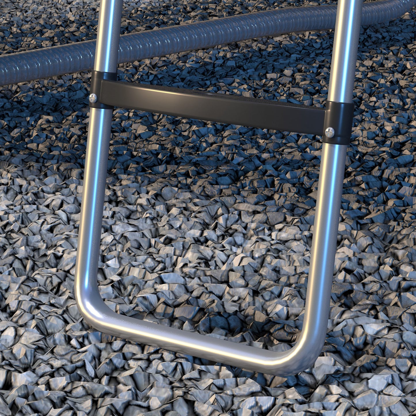 Galvanised Steel Trampoline Ladder, 2 Steps/3 Steps Outdoor Trampoline Accessories for 6ft, 8ft, 10ft, 12ft, 13ft, 14ft