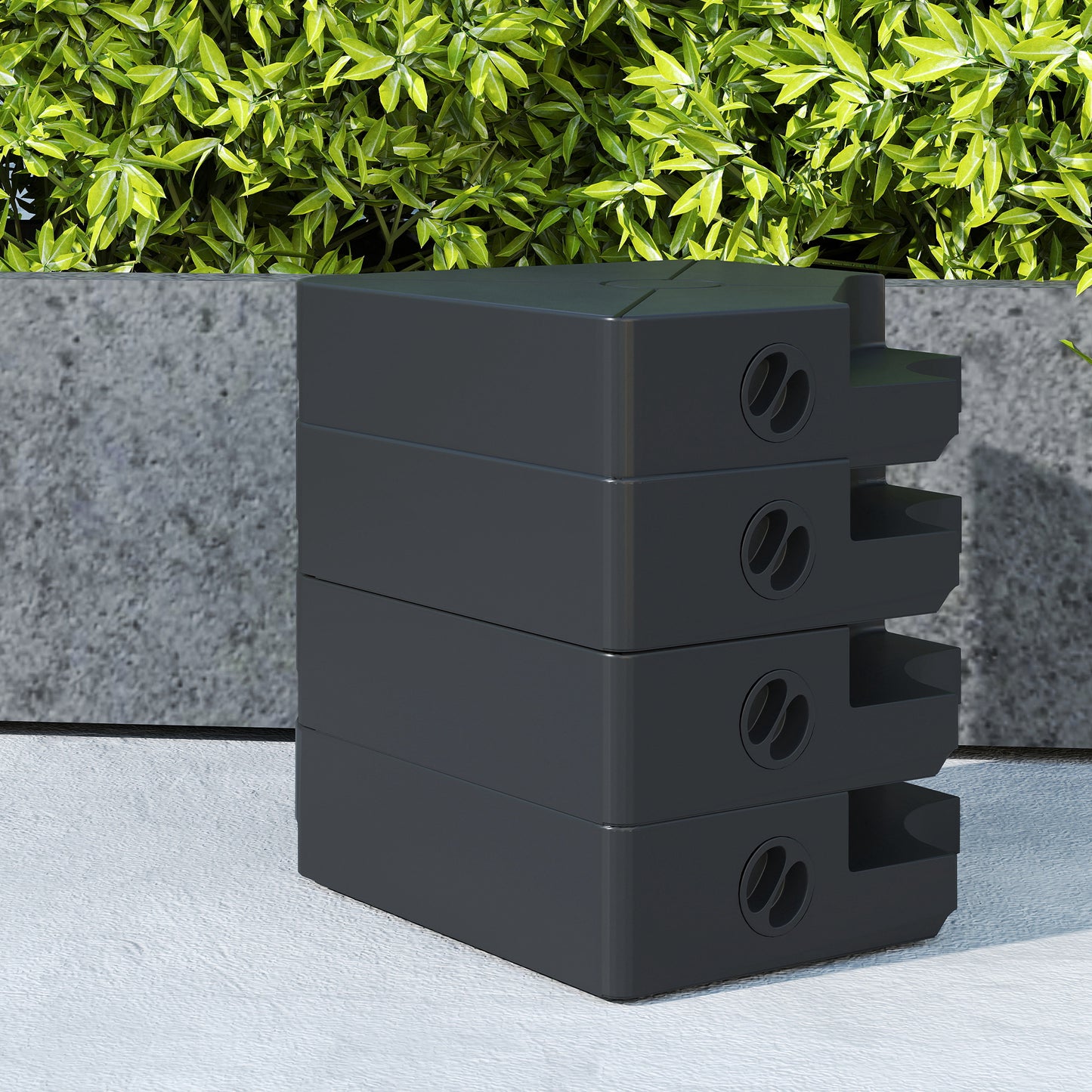 Umbrella Weights for Cantilever Parasols, Set of 4 Heavy Duty Parasol Base Weights, 64kg Sand or 55kg Water Filled, Black