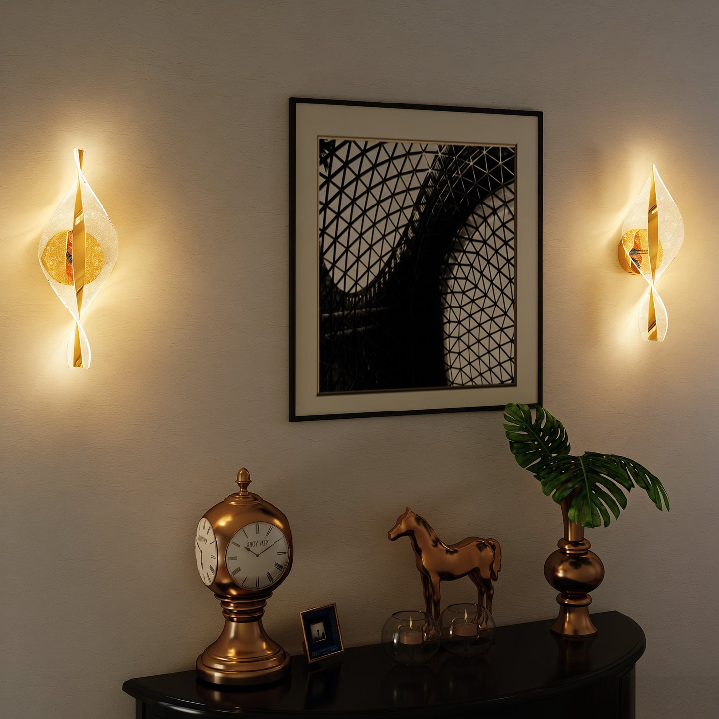 Led Wall Lamp 2 Pack, 13W Modern Indoor Spiral Wall Light, Colour Temperature Adjustable 3000K/4000K/6500K, for Bedroom