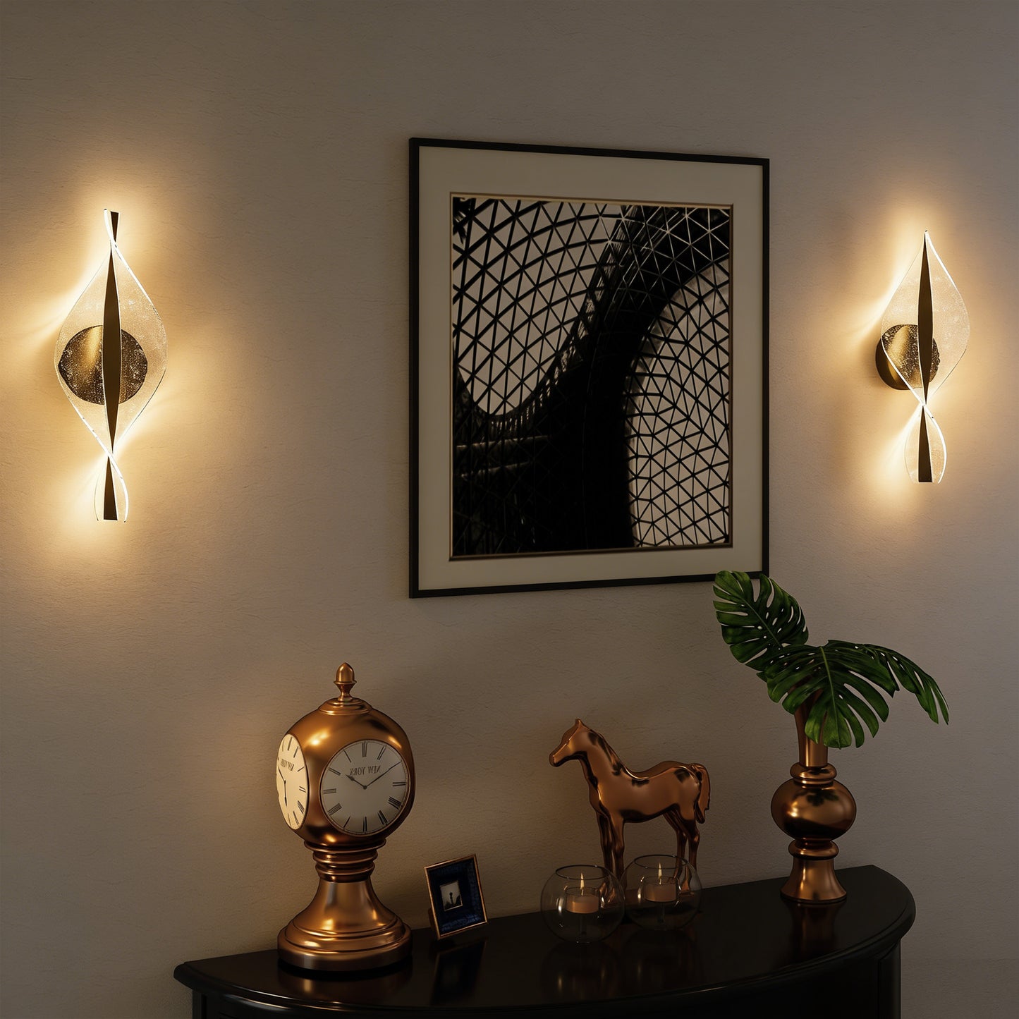 Led Wall Lamp 2 Pack, 13W Modern Indoor Spiral Wall Light, Colour Temperature Adjustable 3000K/4000K/6500K, for Bedroom