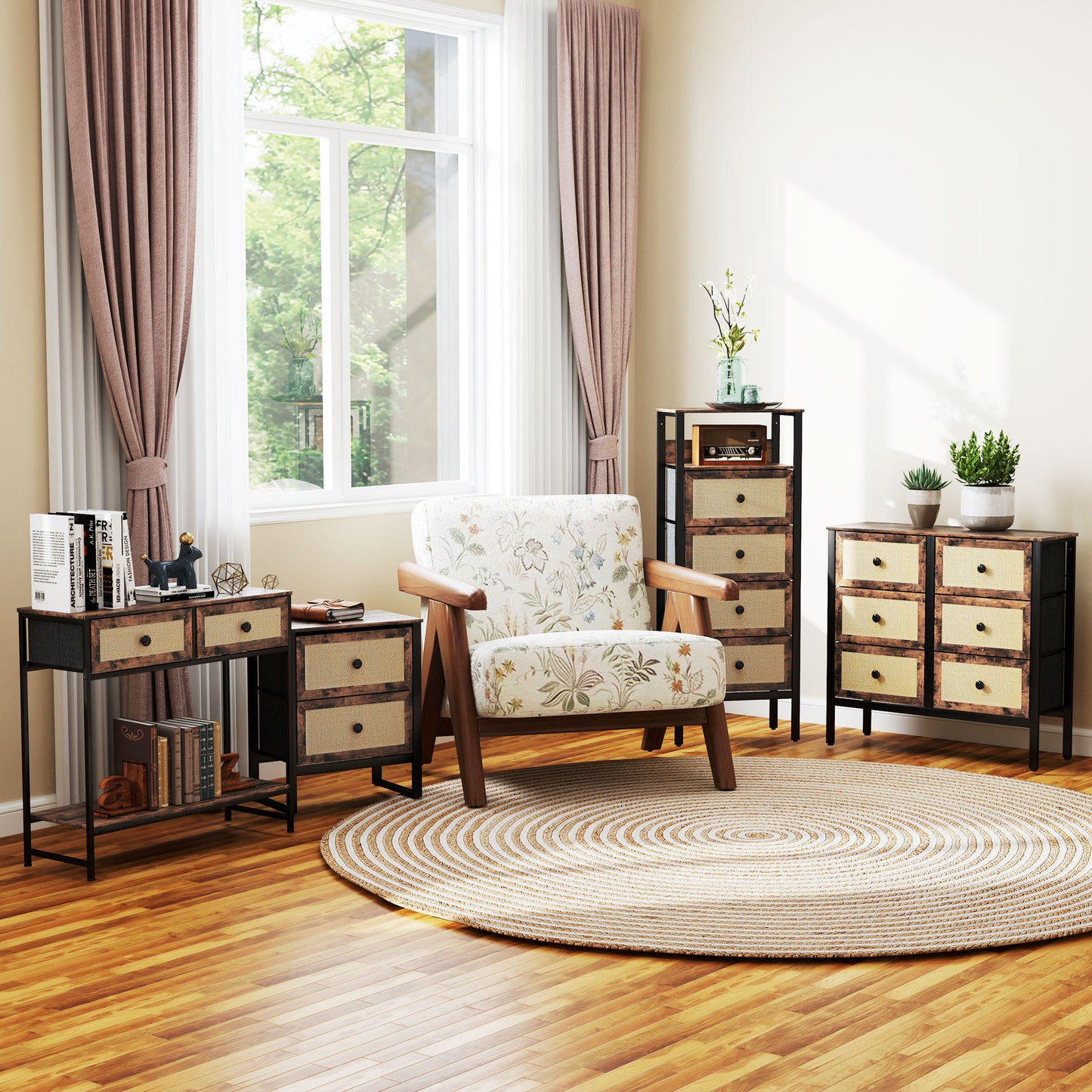 Industrial-Natural Bedside Table - Brown