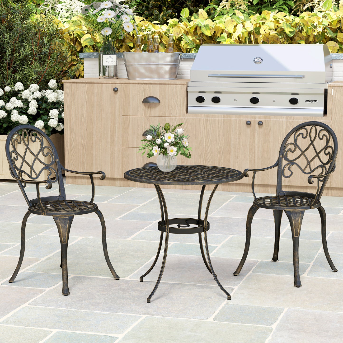 Three-Piece Elegant Aluminium Garden Set - Bronze Tone