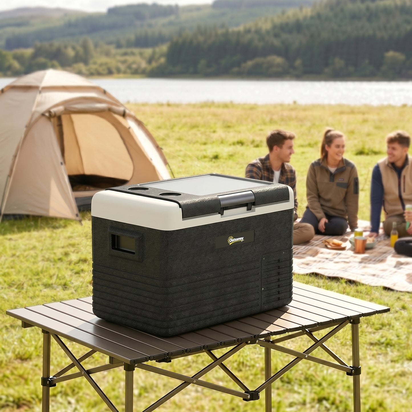 30L Portable Car Refrigerator - Grey and Black