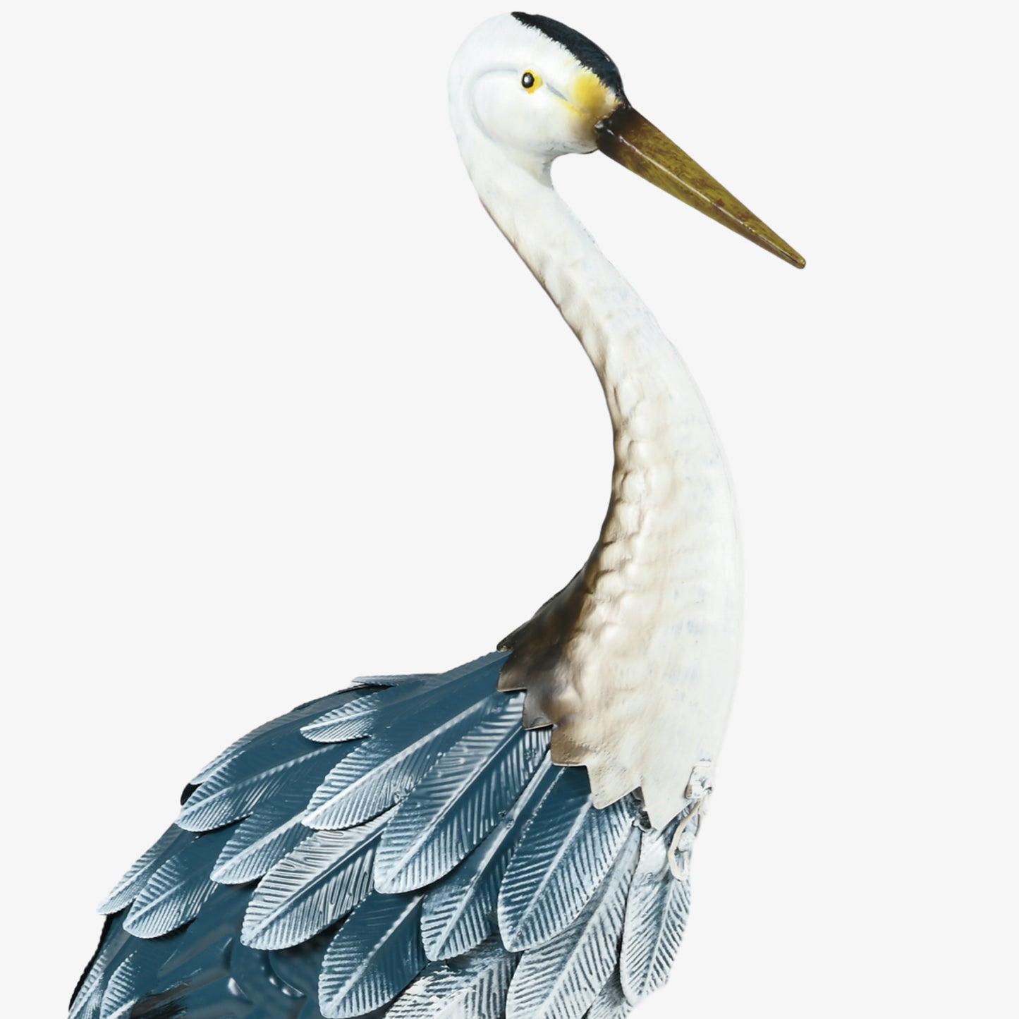 Heron Garden Statues, Standing Garden Ornament, Metal Garden Gift with Stakes, Blue & White