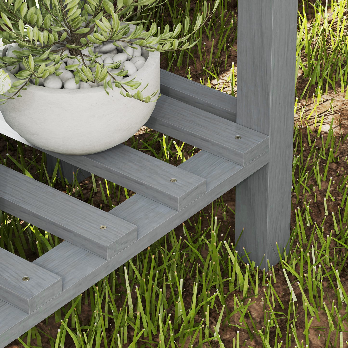 Wooden Two-Tier Raised Planter, Two Drainage Holes, 35L - Grey