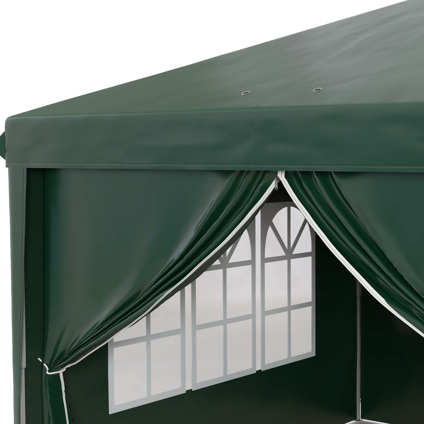 3x6m Pop-Up Gazebo, with Curtain Walls and Windows, Green