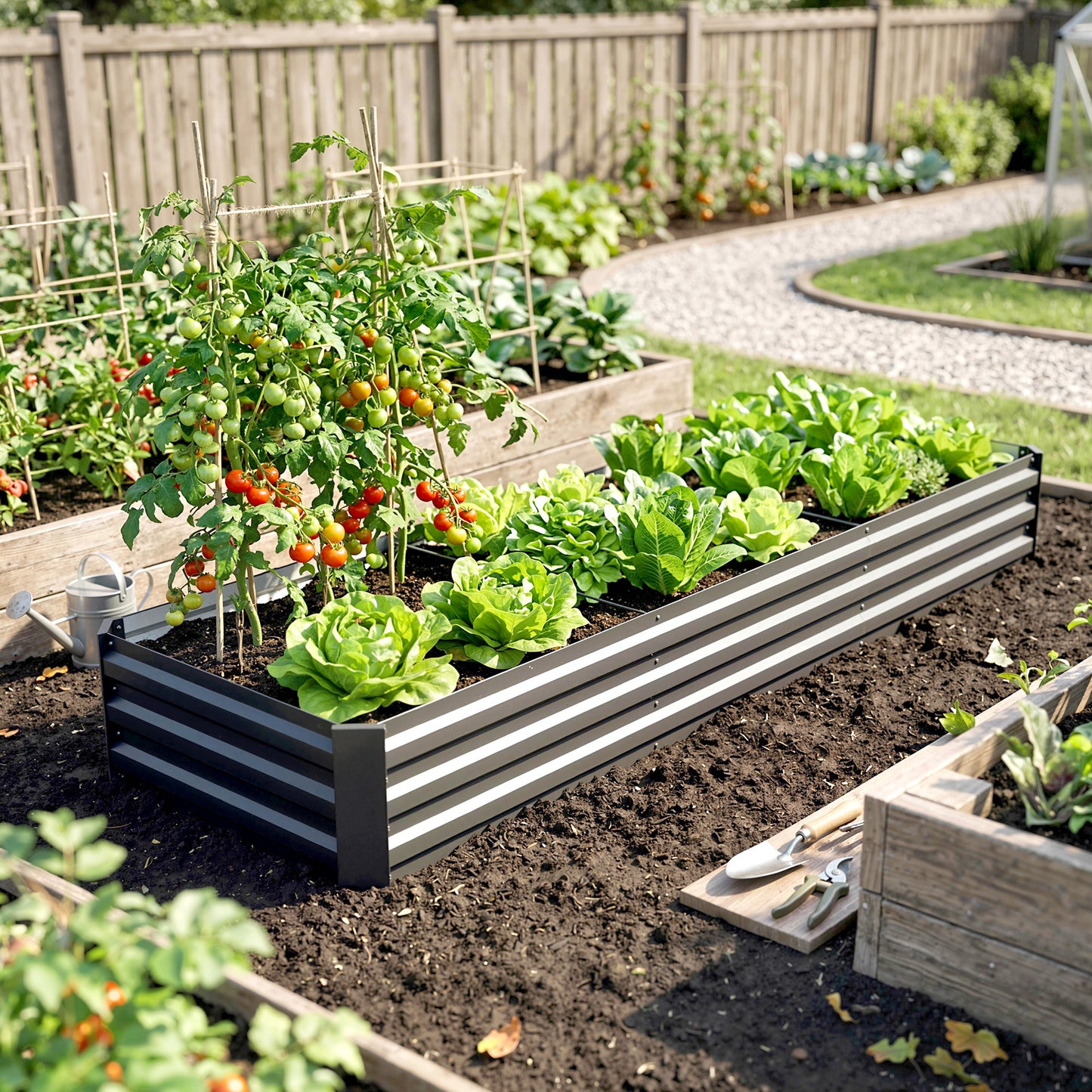 60 x 240cm Galvanised Steel Planter, with Open Bottom