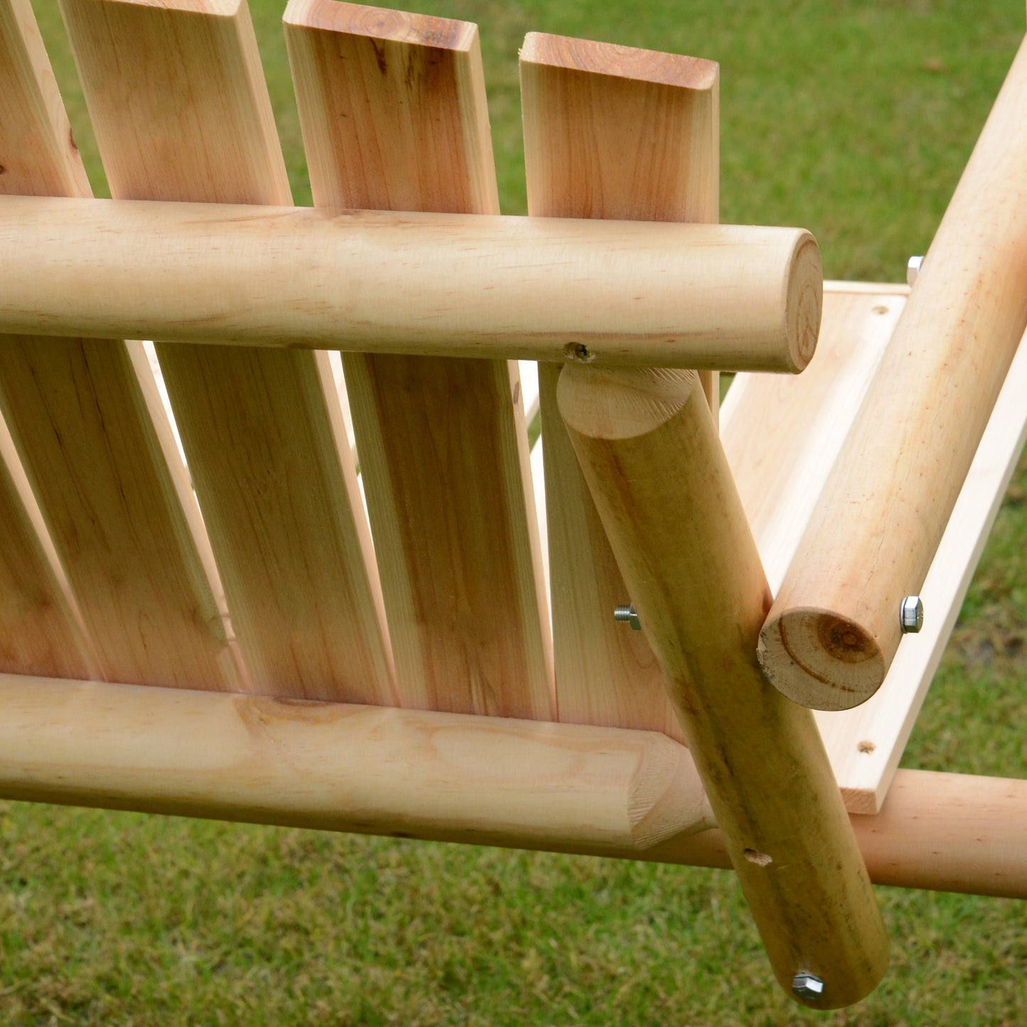 2 Seater Wooden Garden Swing Chair, Larch Wood Porch Swing Seat Bench Lounger for Outdoor Patio Garden, 300kg Capacity