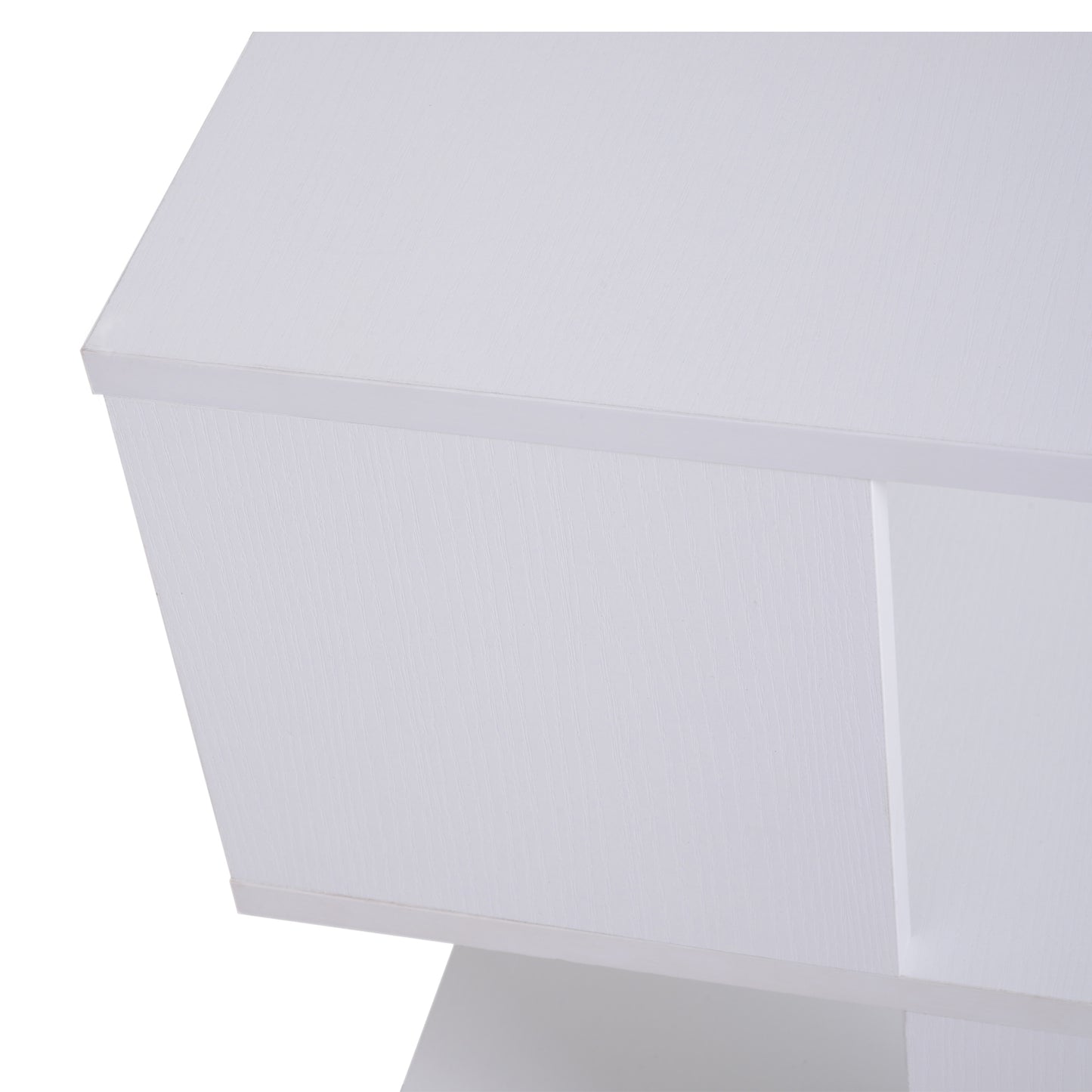 Side Table, Square Coffee Table, Modern End Table with 2 Tier Storage Shelves for Living Room, Bedroom, White