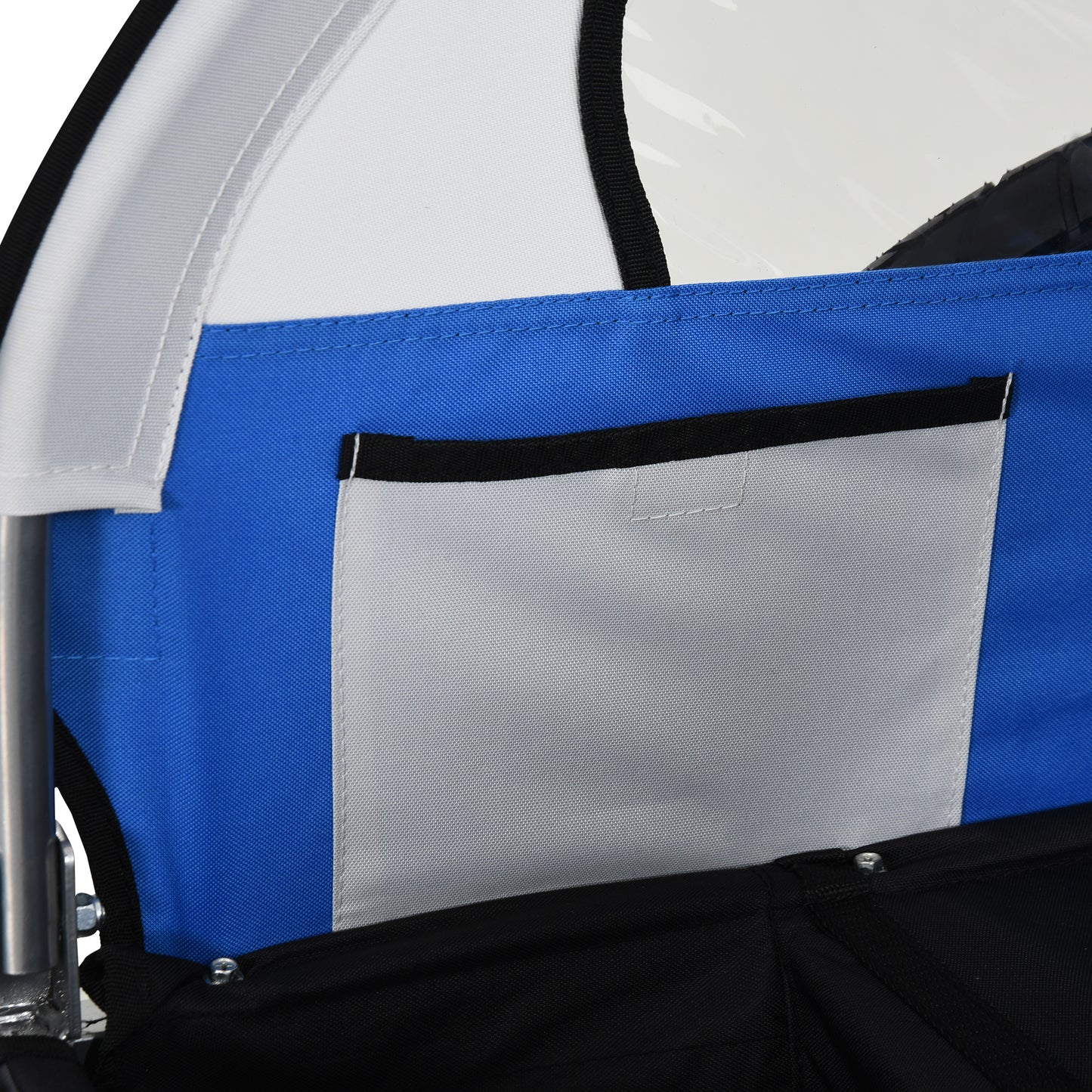 2 Seat Bike Trailer Bicycle wagon for Kids Child Steel Frame Safety Harness Seat Carrier Hitch Coupler Blue White 130 x 76 x