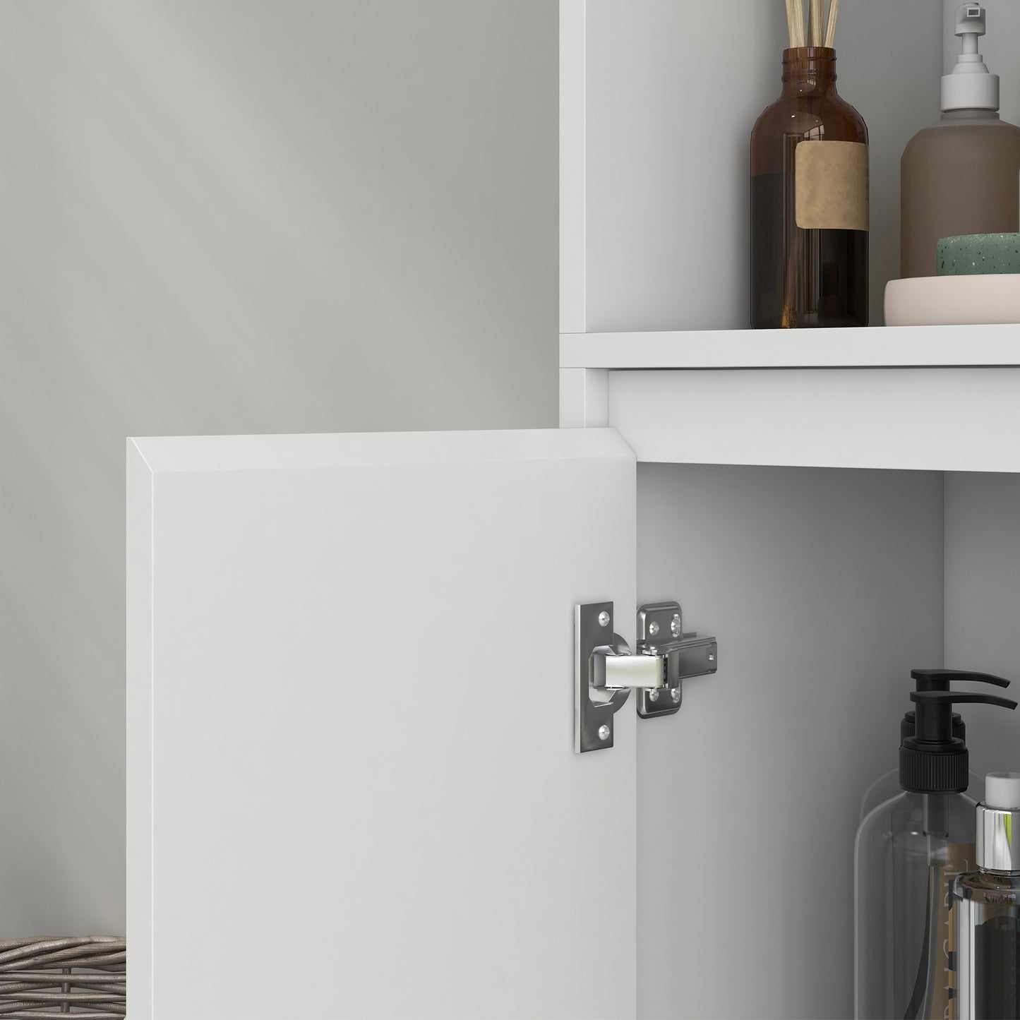 Narrow Bathroom Cabinet, Slim Bathroom Storage Unit with Open Compartment, Freestanding Storage Cupboard for Small Spaces